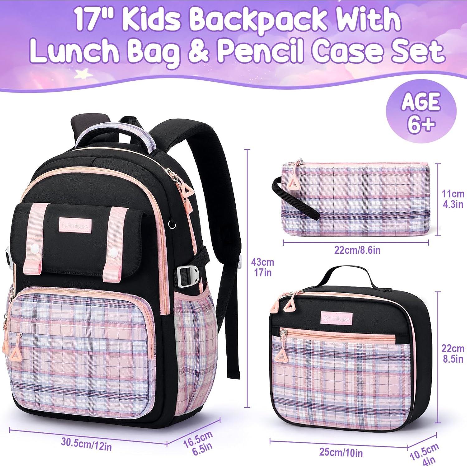 Mochila Fimibuke 3 en 1 para Niñas - Impermeable Rosa y Negro