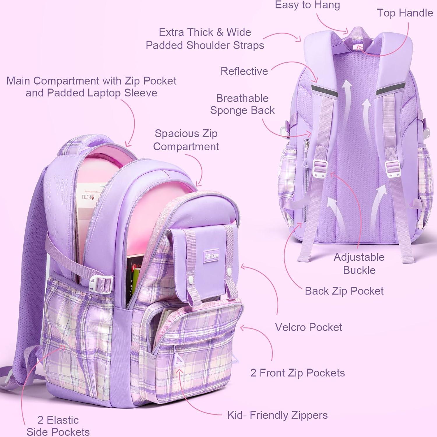 Mochila Fimibuke 3 en 1 para Niñas - Impermeable Rosa y Negro