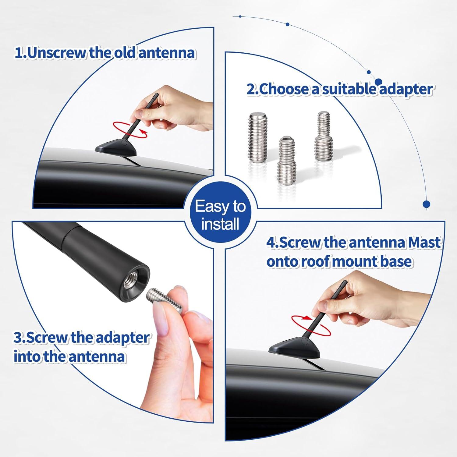 Antena de Vehículo Eightwood 17.5 cm Flexible con Adaptadores