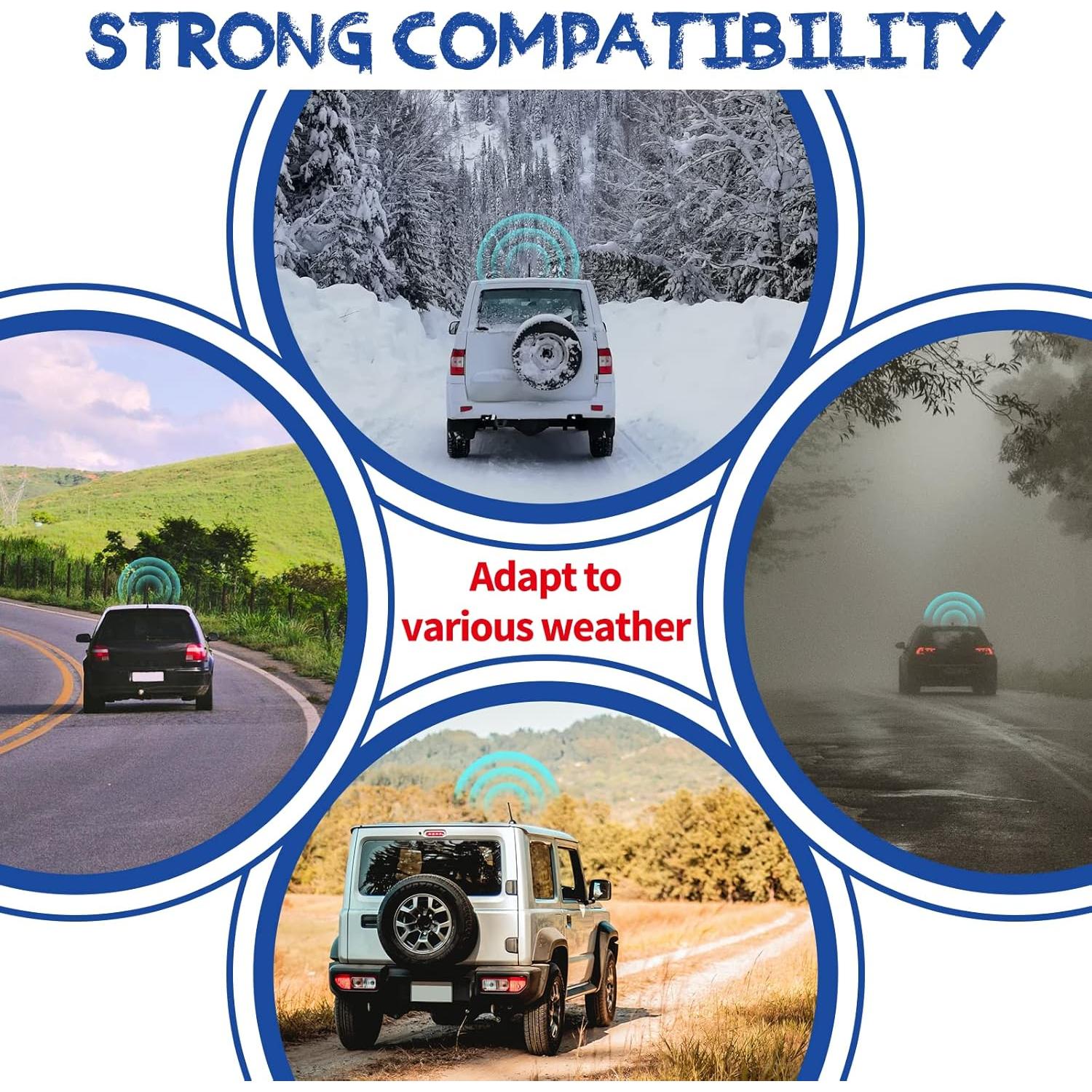 Antena de Vehículo Eightwood 17.5 cm Flexible con Adaptadores