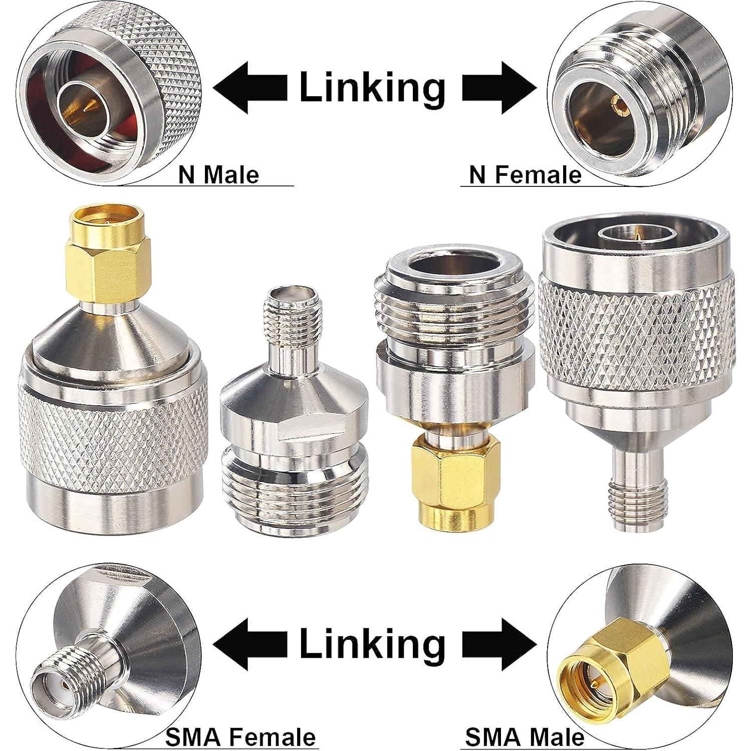 Kit Adaptador SMA a N 4 PCS - Conectores RF para Radio CB