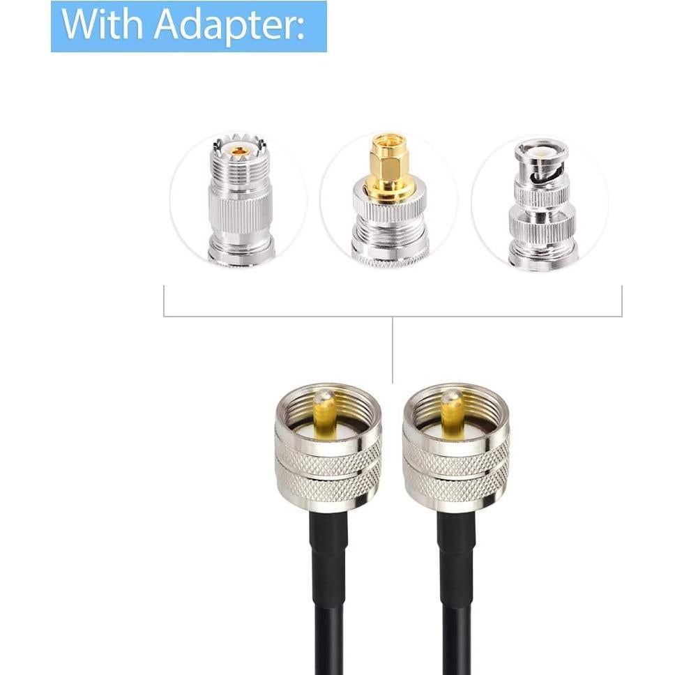 Cable Coaxial RG58 1m Superbat con Adaptadores UHF/SMA/BNC