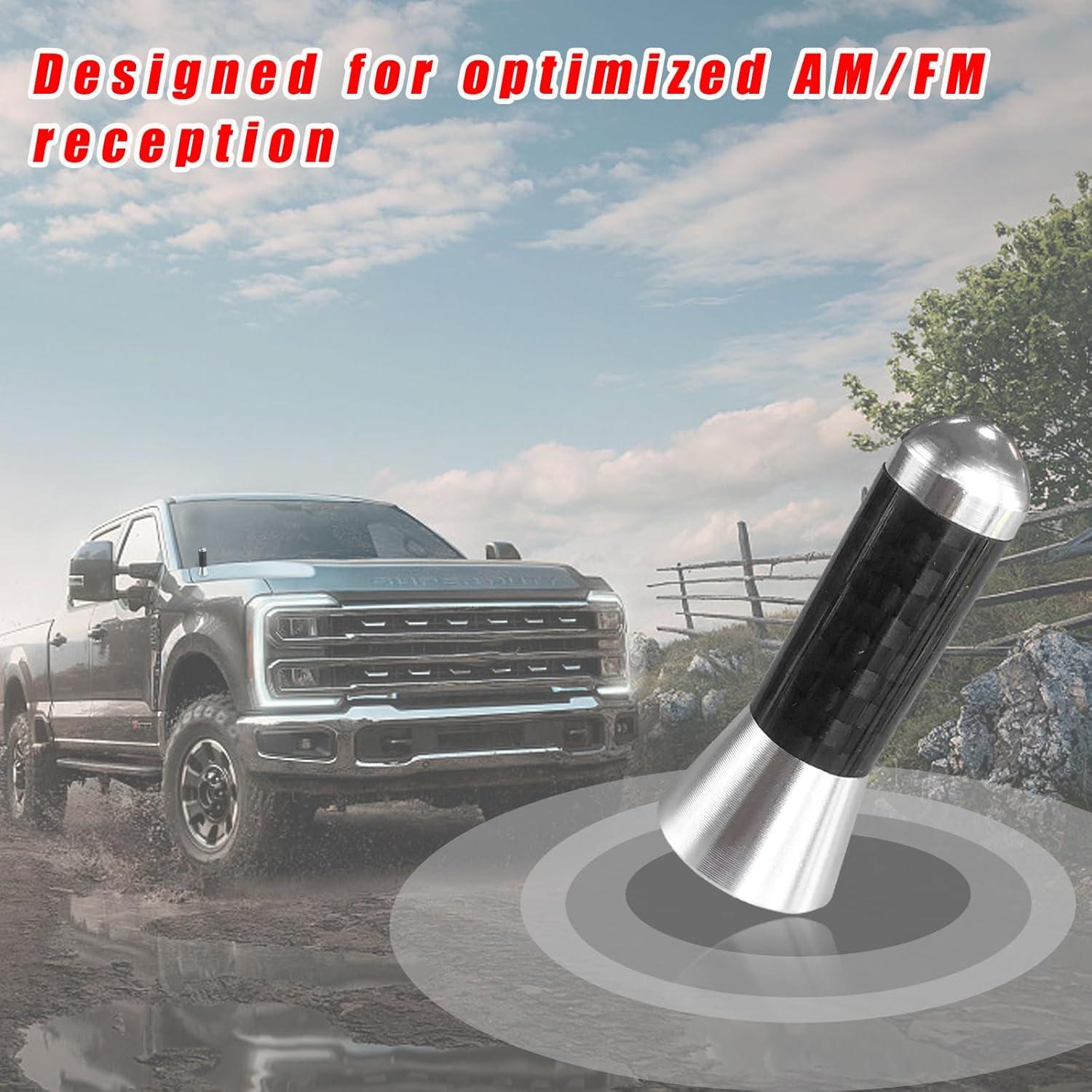 Antena Corta para Auto Augeny, Fibra de Carbono, Plata