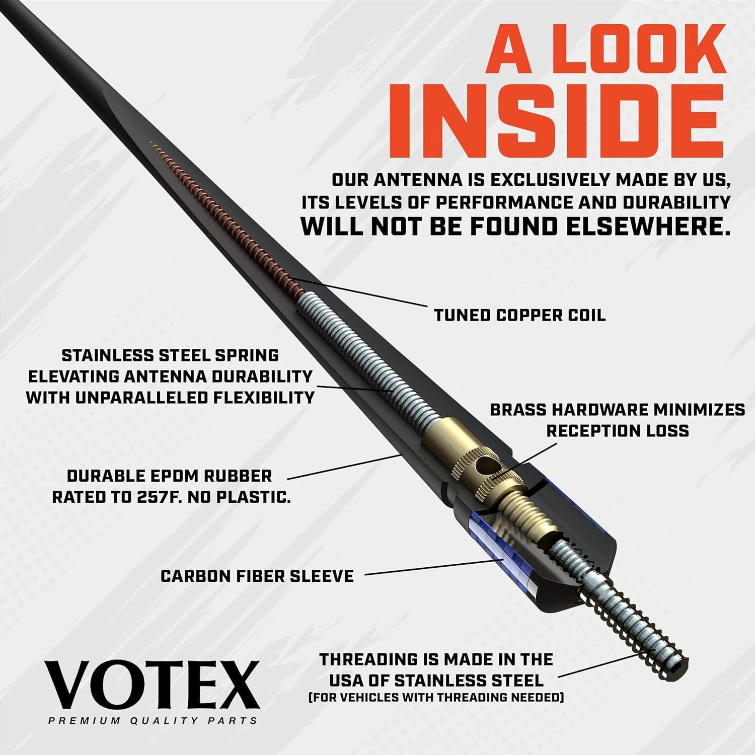 Antena corta Votex El Espartano 34.9 cm para Jeep Wrangler