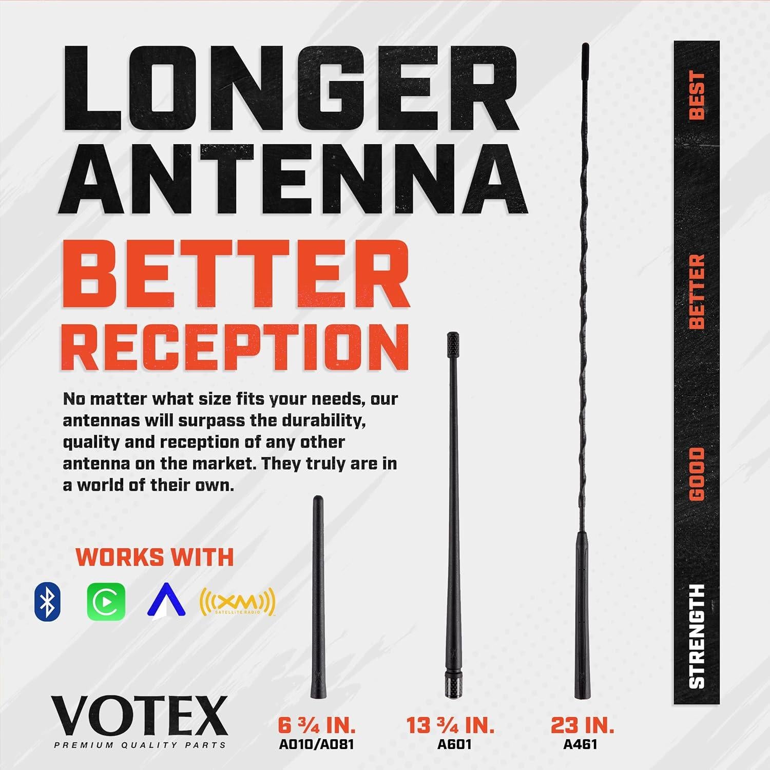 Antena corta Votex El Espartano 34.9 cm para Jeep Wrangler