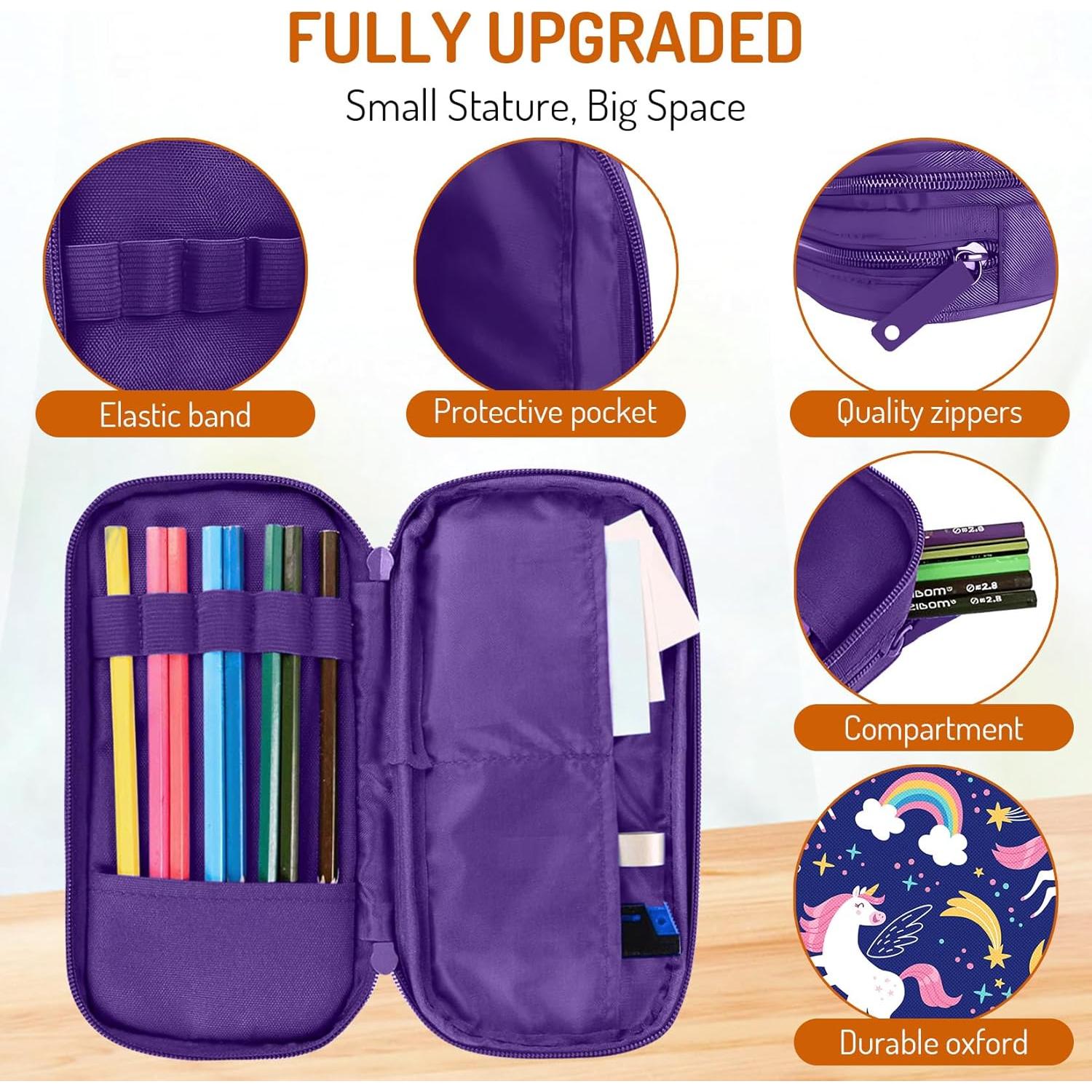 Estuche de Lápices Fitvc para Niñas, Bolsa Arcoíris 2 Compartimentos