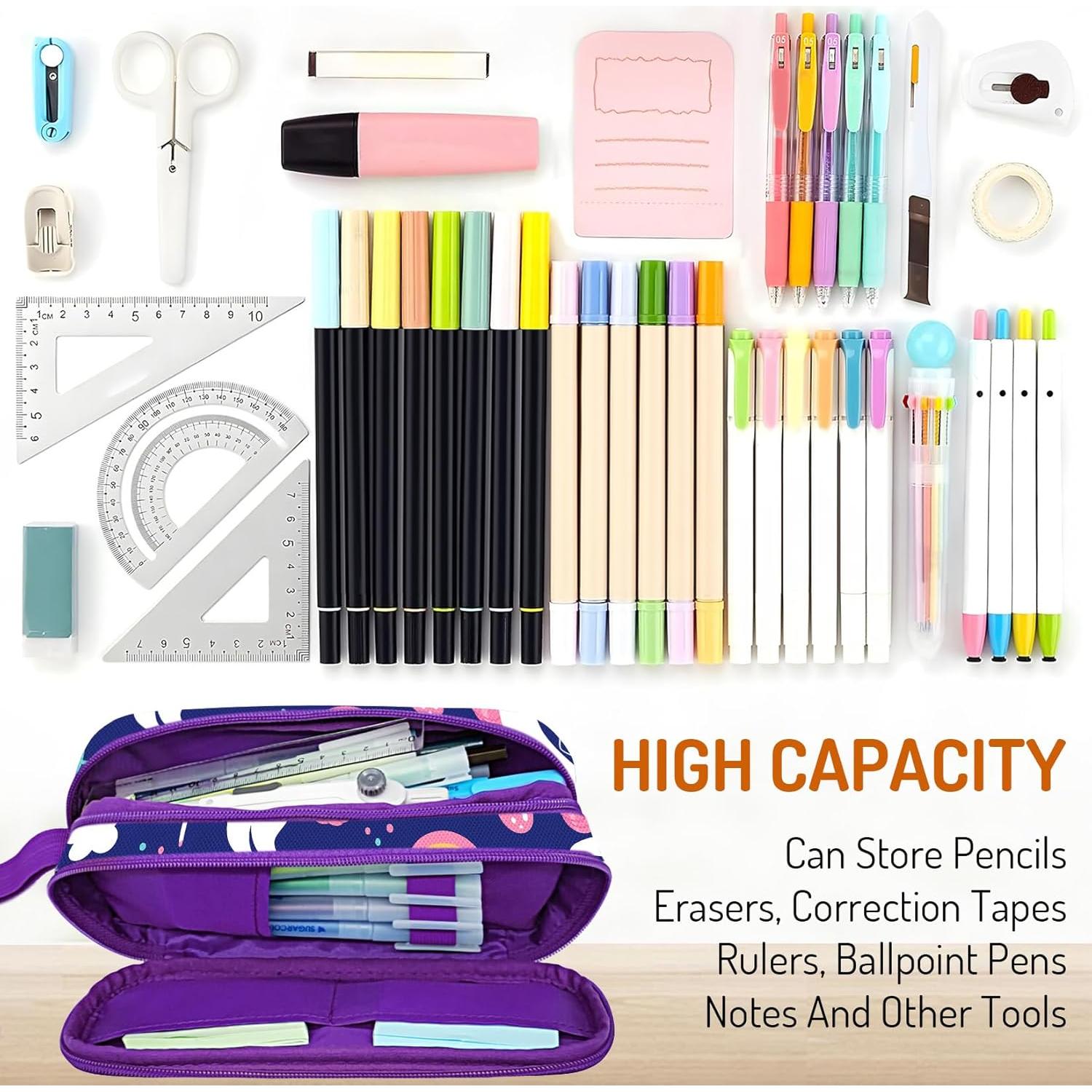 Estuche de Lápices Fitvc para Niñas, Bolsa Arcoíris 2 Compartimentos