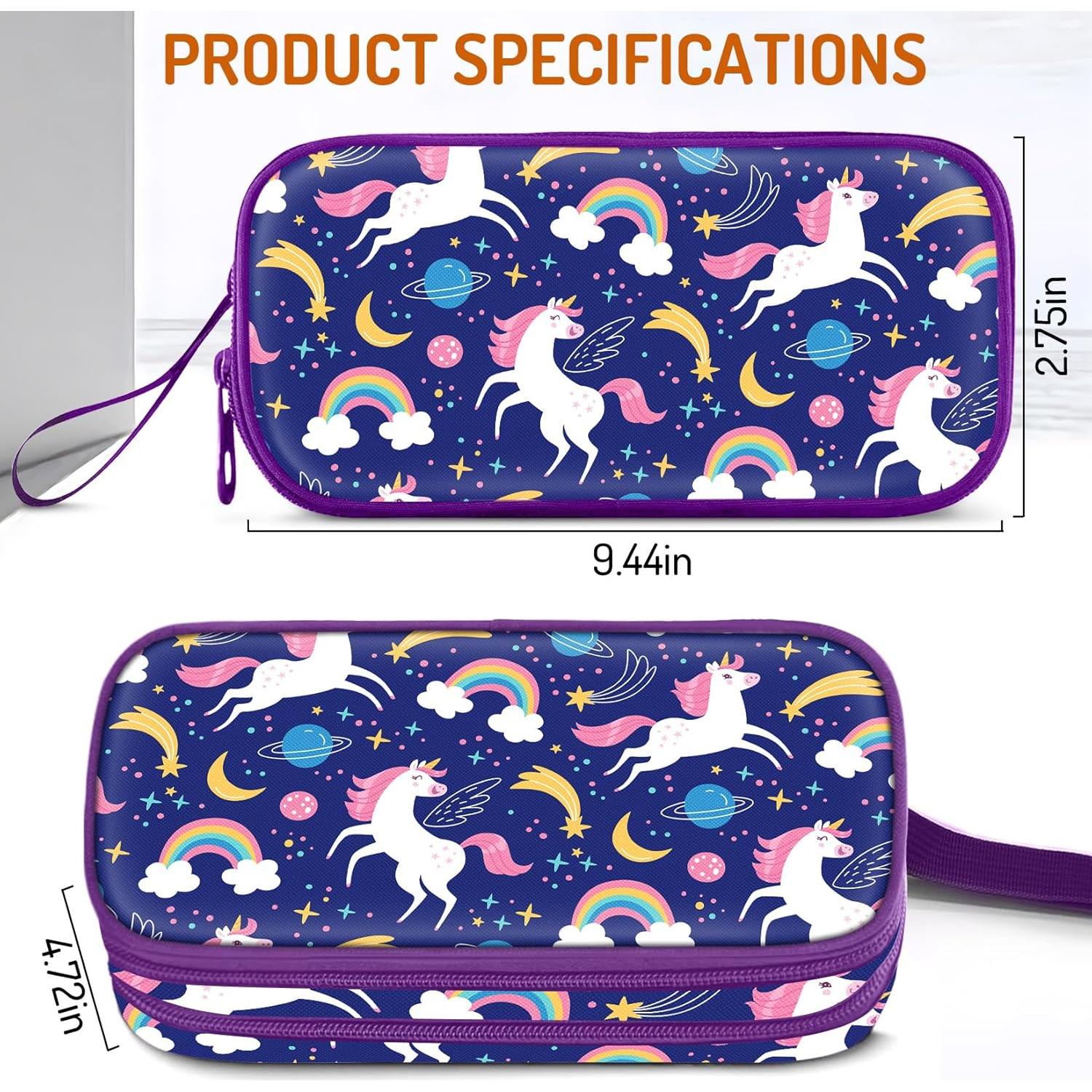 Estuche de Lápices Fitvc para Niñas, Bolsa Arcoíris 2 Compartimentos