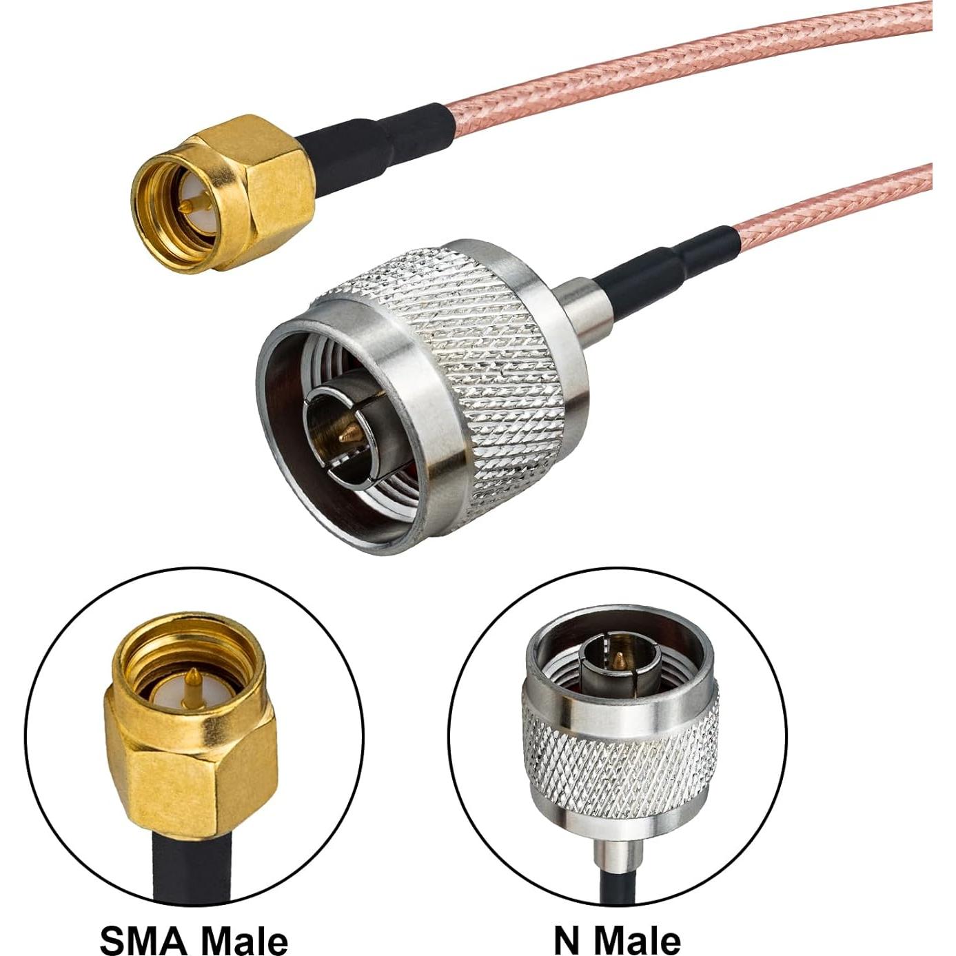 Adaptador Coaxial RG316 N Macho a SMA Macho 15 cm 50 Ohm