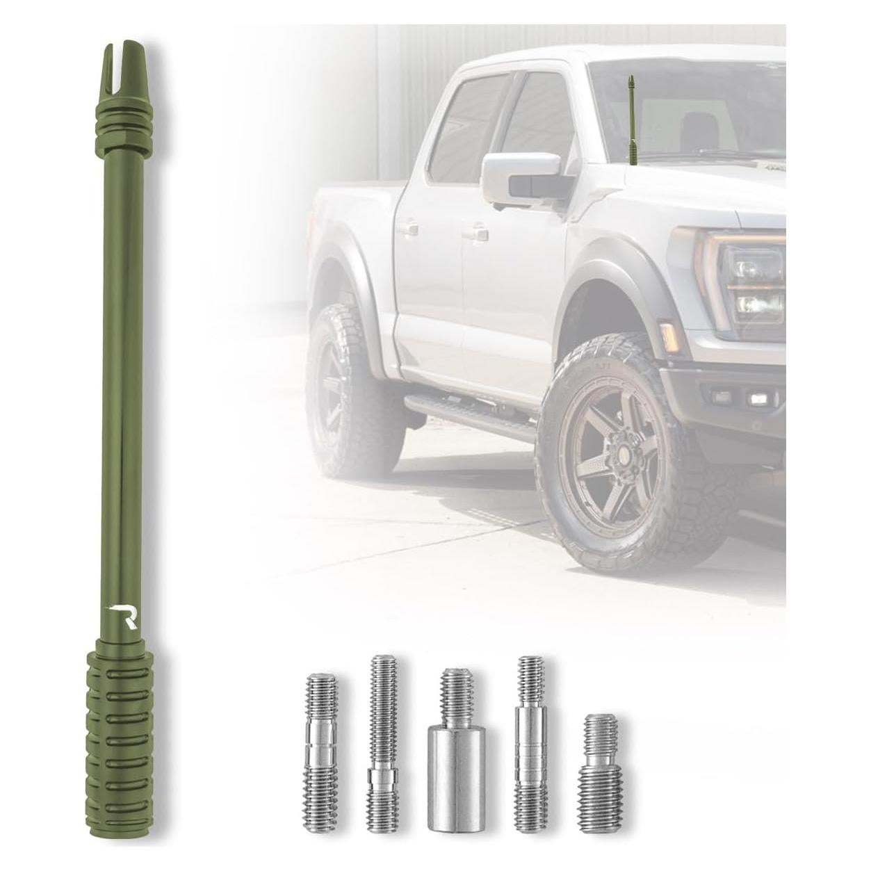 Antena de Camión RECON 10" Verde Militar de Aluminio