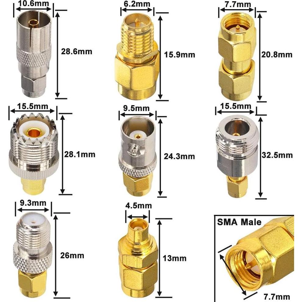 Juego de Adaptadores SMA 16PCS X~wind Conectores Coaxiales