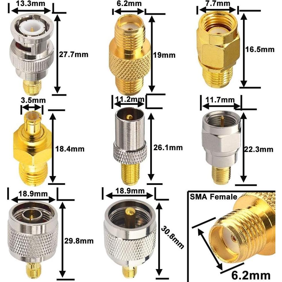 Juego de Adaptadores SMA 16PCS X~wind Conectores Coaxiales