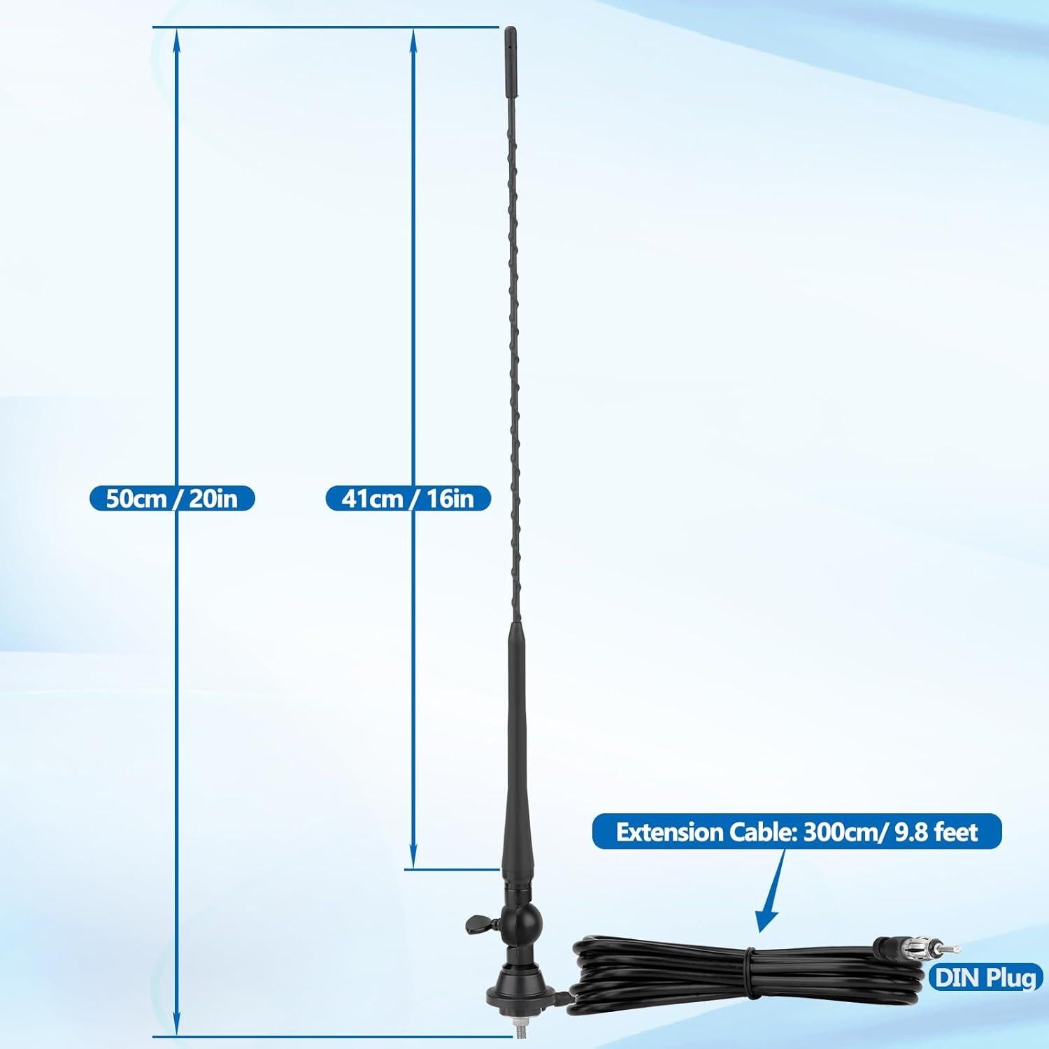 Antena de Radio AM/FM Eightwood 50 cm para Barco y Vehículos