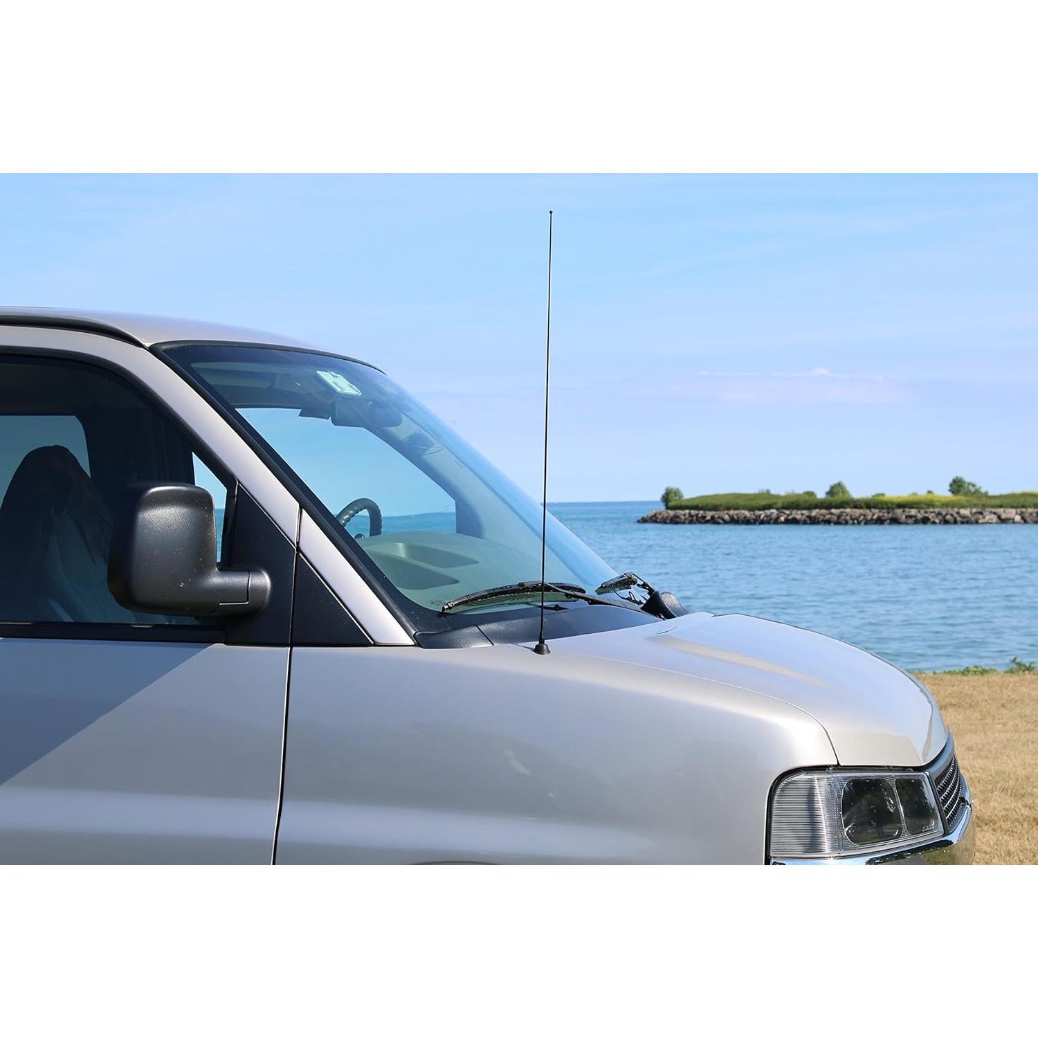 Antena Cónica Votex 78.74 cm Negra - Acero Resorte y Cancelación de Ruido