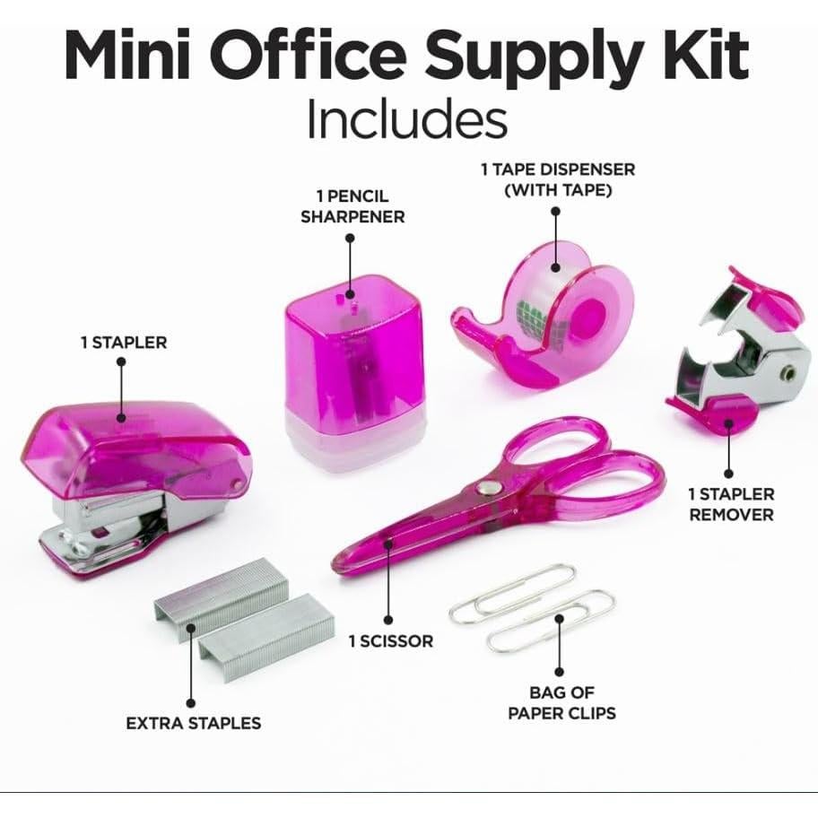 Kit de Suministros de Oficina Mini LD Rosa con Estuche