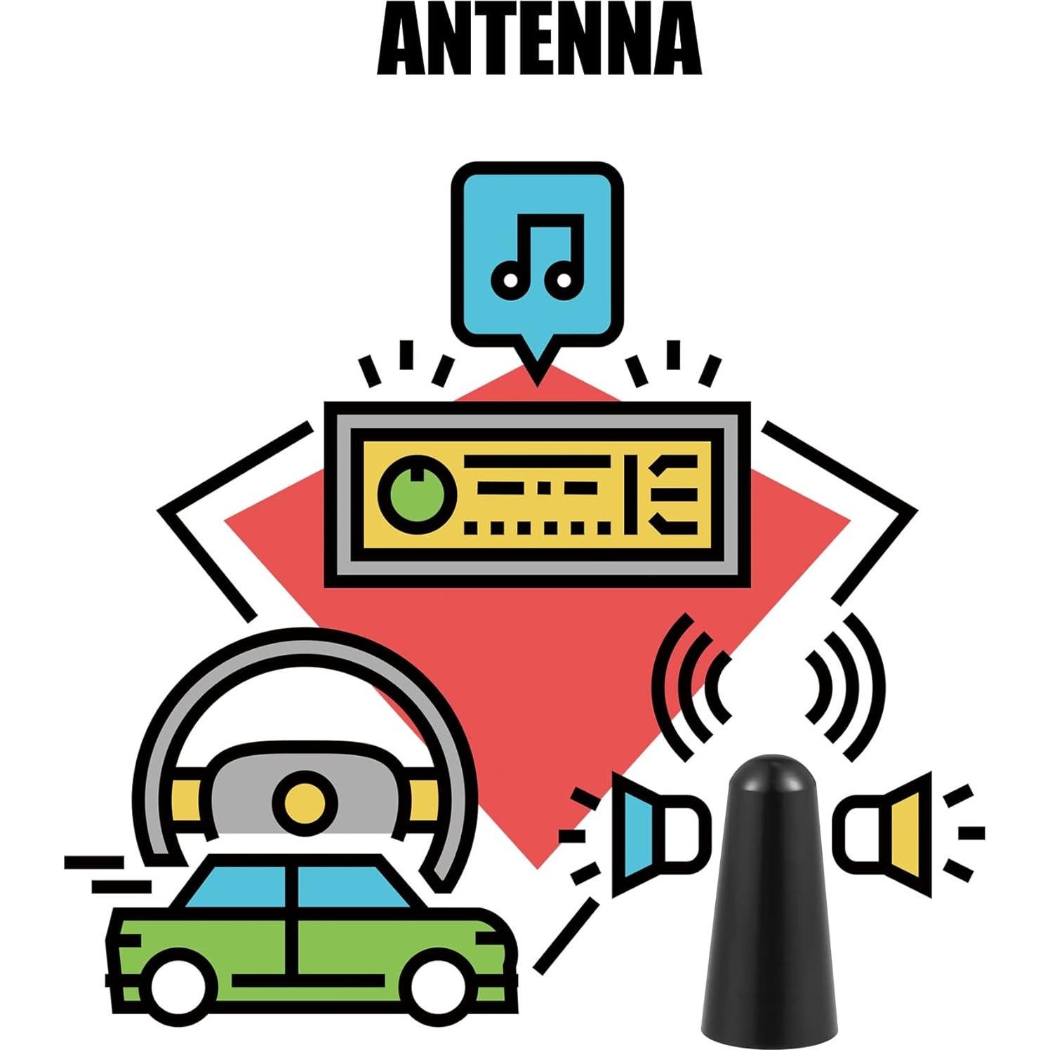 Antena de Techo para Coche X AUTOHAUX 3cm Aluminio Negro