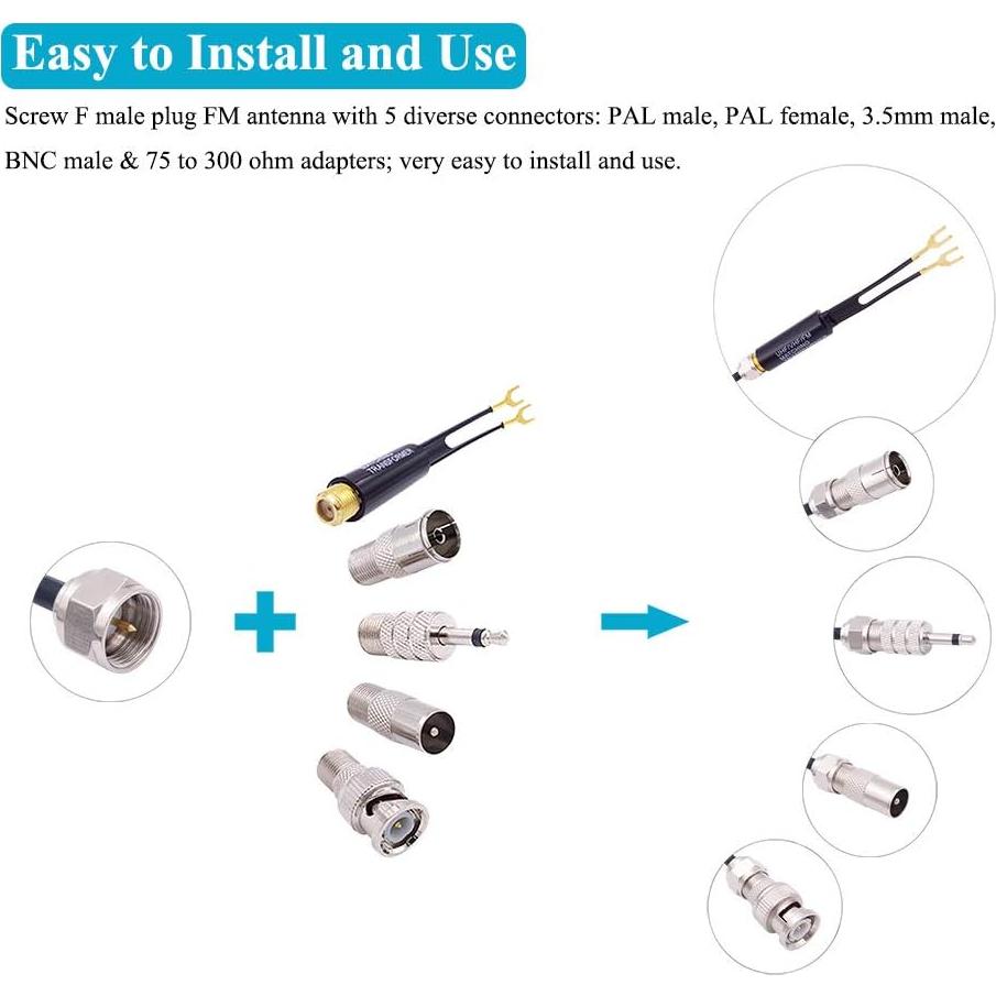Antena FM Universal Fancasee Magnética 75 Ohm con Conectores