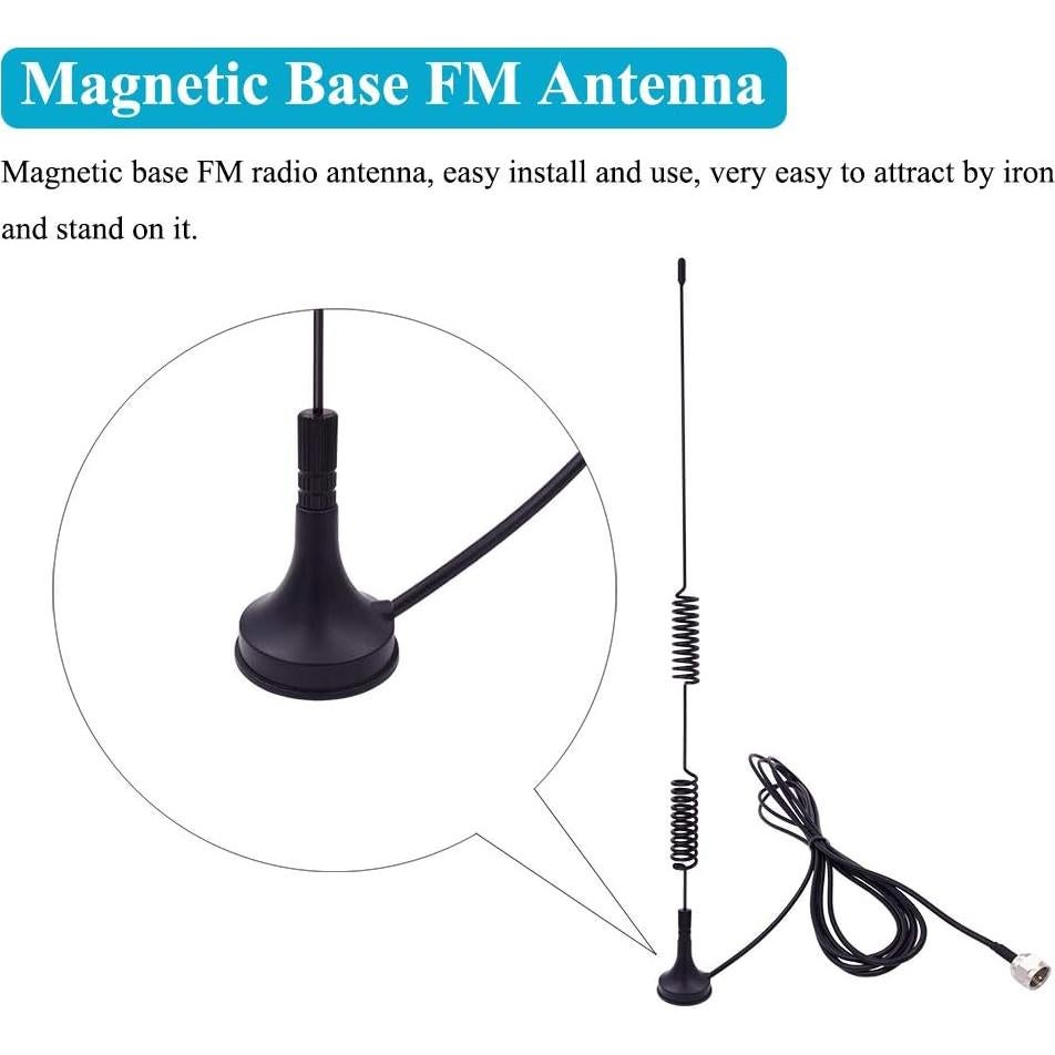 Antena FM Universal Fancasee Magnética 75 Ohm con Conectores