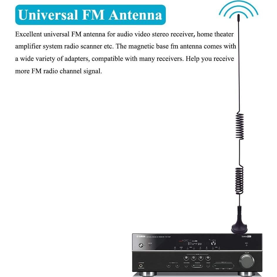 Antena FM Universal Fancasee Magnética 75 Ohm con Conectores