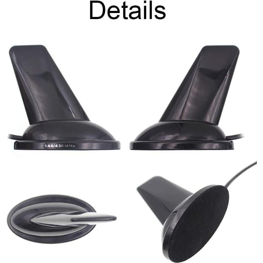 Antena Doble Banda Anysecu Estilo Aleta 136-470MHz con Adaptadores