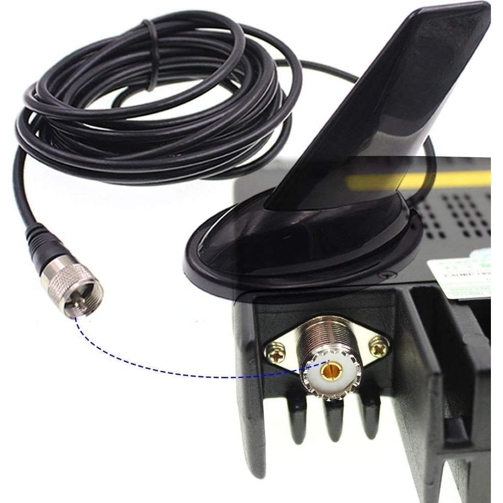 Antena Doble Banda Anysecu Estilo Aleta 136-470MHz con Adaptadores