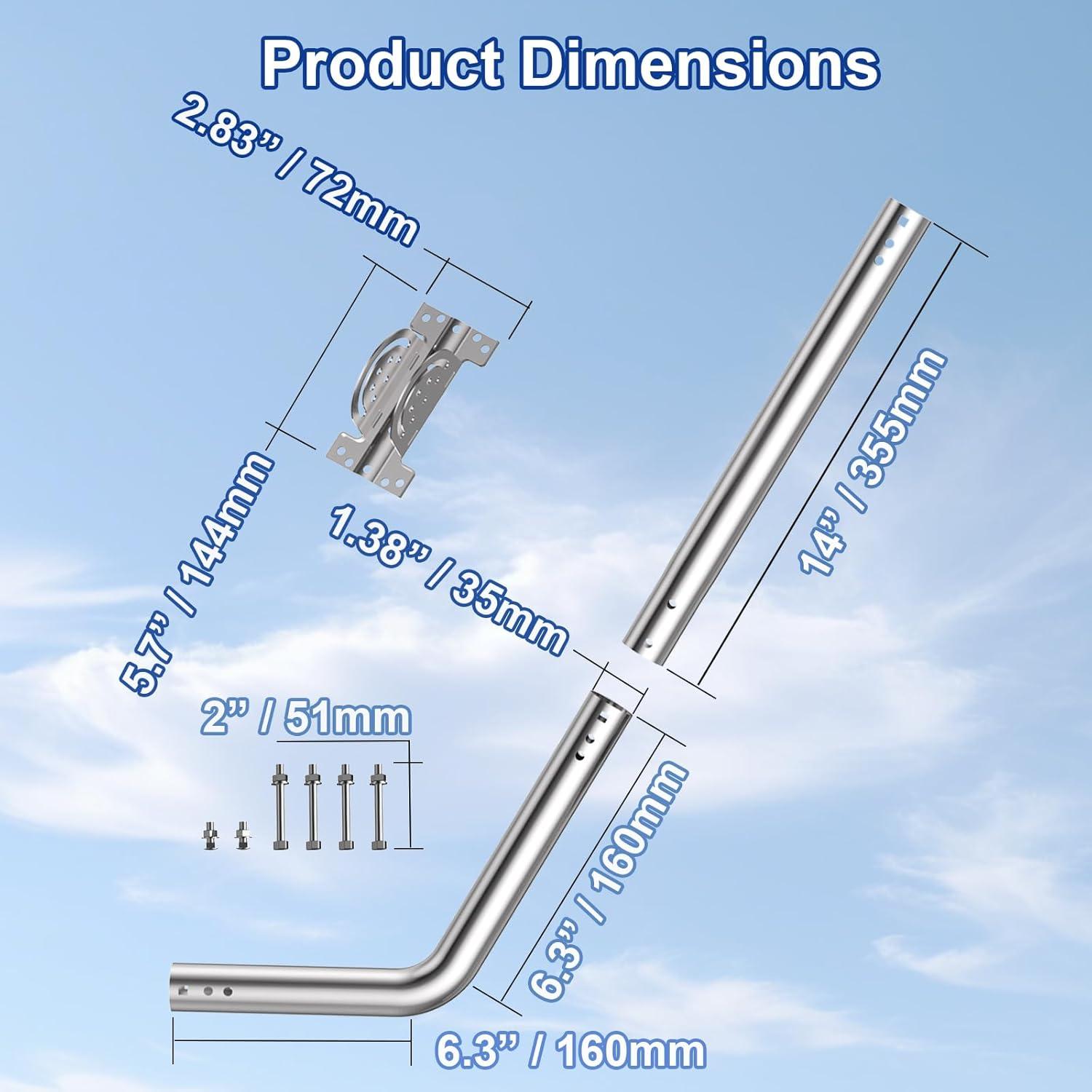 Soporte de Antena de TV Ajustable EOQO de Acero Inoxidable 61 cm