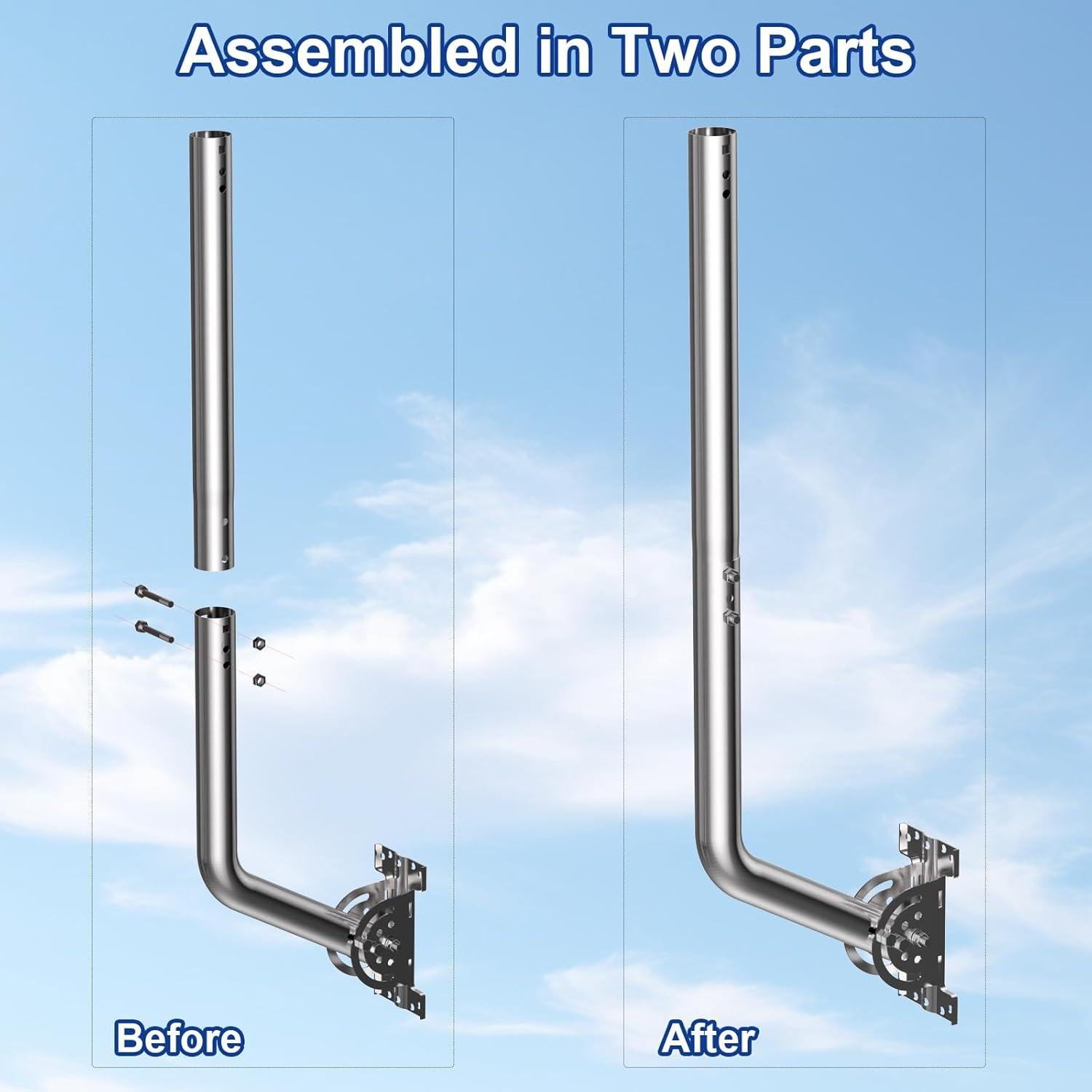 Soporte de Antena de TV Ajustable EOQO de Acero Inoxidable 61 cm