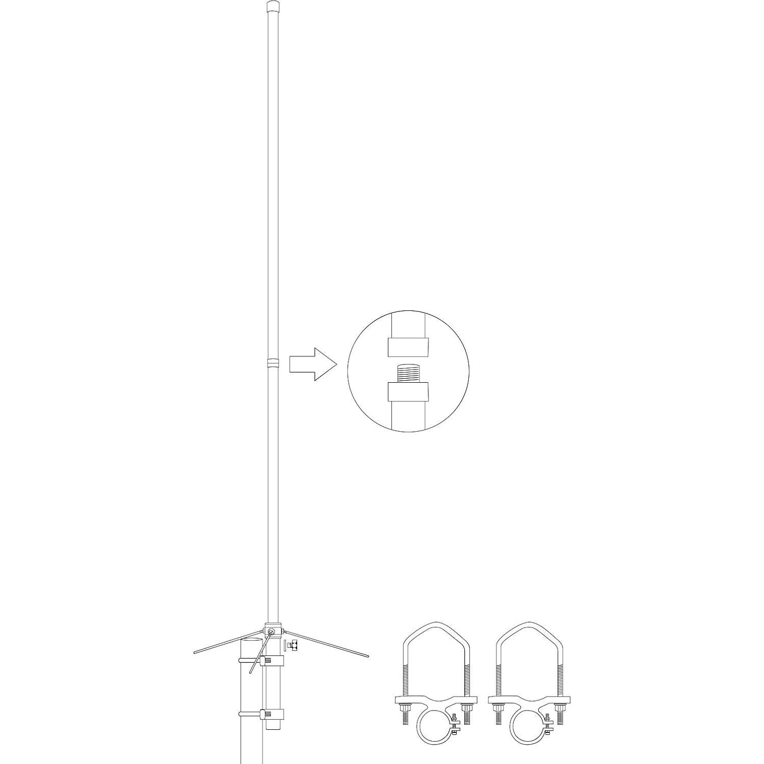 Antena Base UAYESOK Fibra de Vidrio 7.2dBi GMRS 462-467 MHz