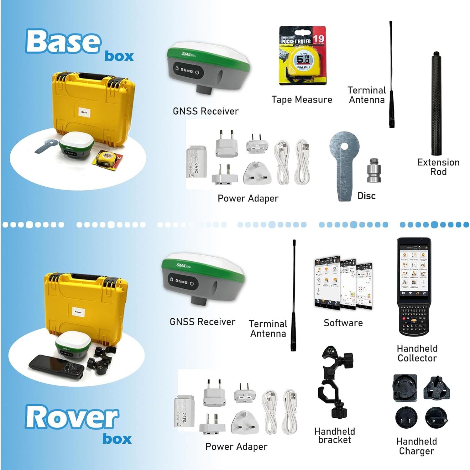 SMA26 RTK GPS Rover y Estación Base con Trípode y Poste