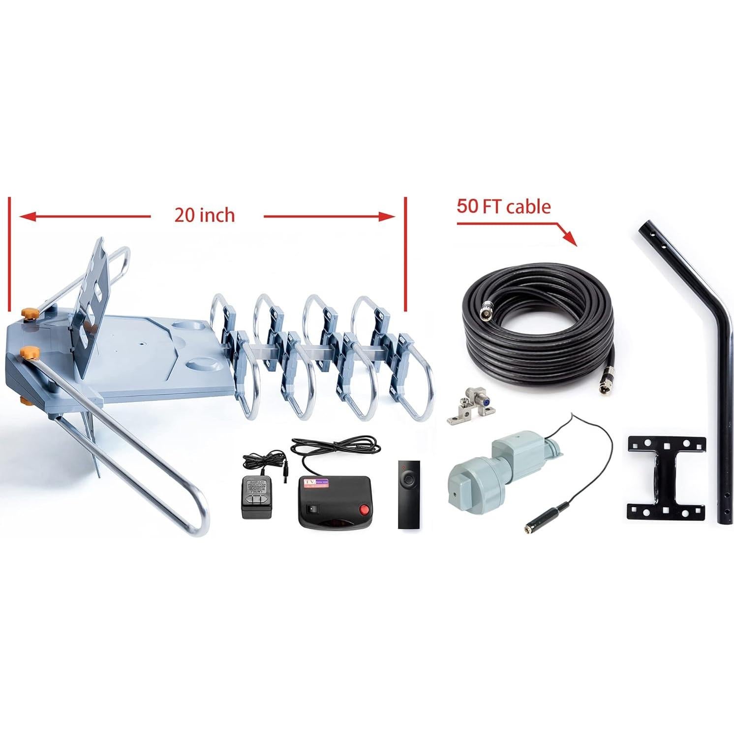 Antena de TV Exterior Digital PBD WA-2608, 150 Millas, 2 TVs