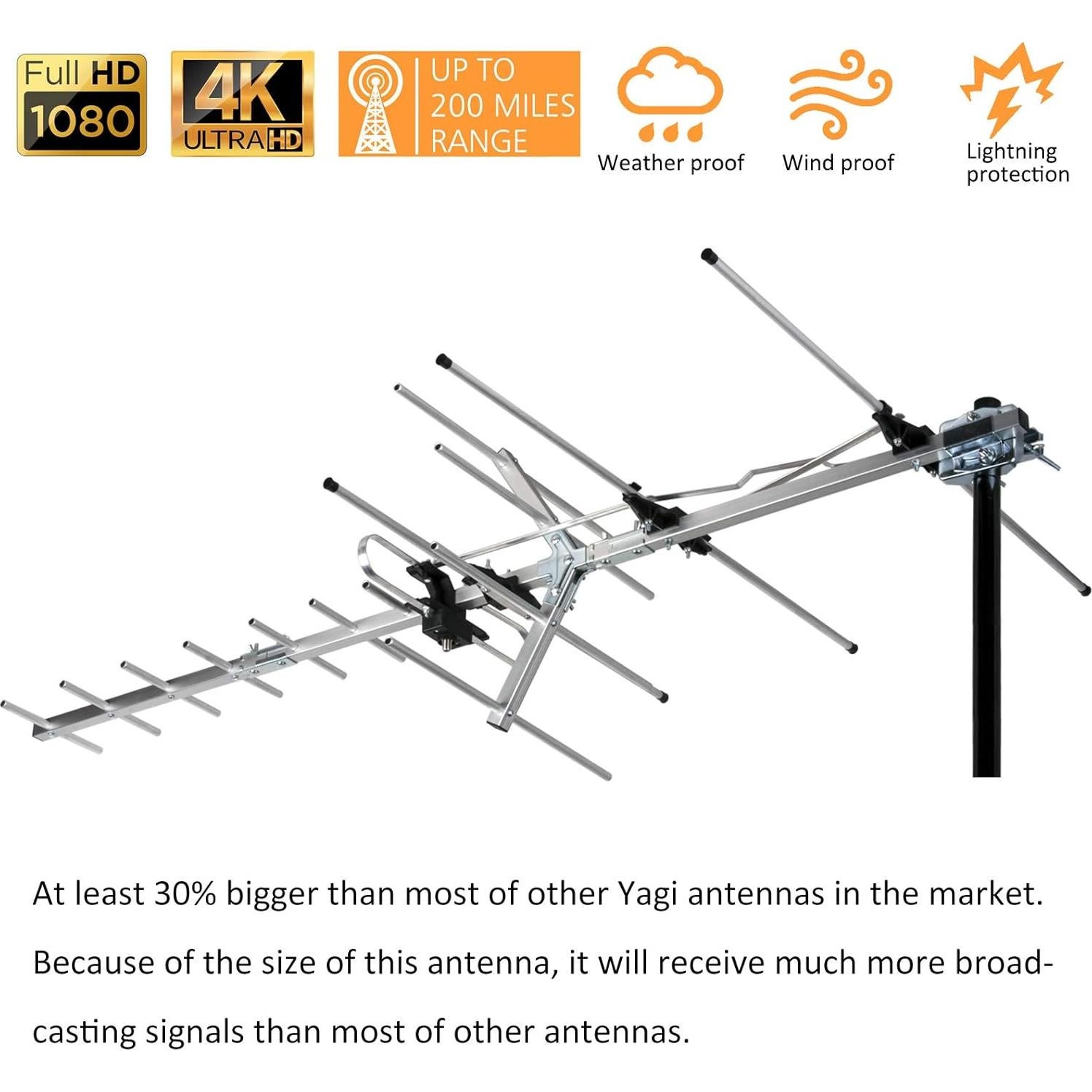 Antena Yagi HD Five Star para TV Interior/Exterior 321.87 km