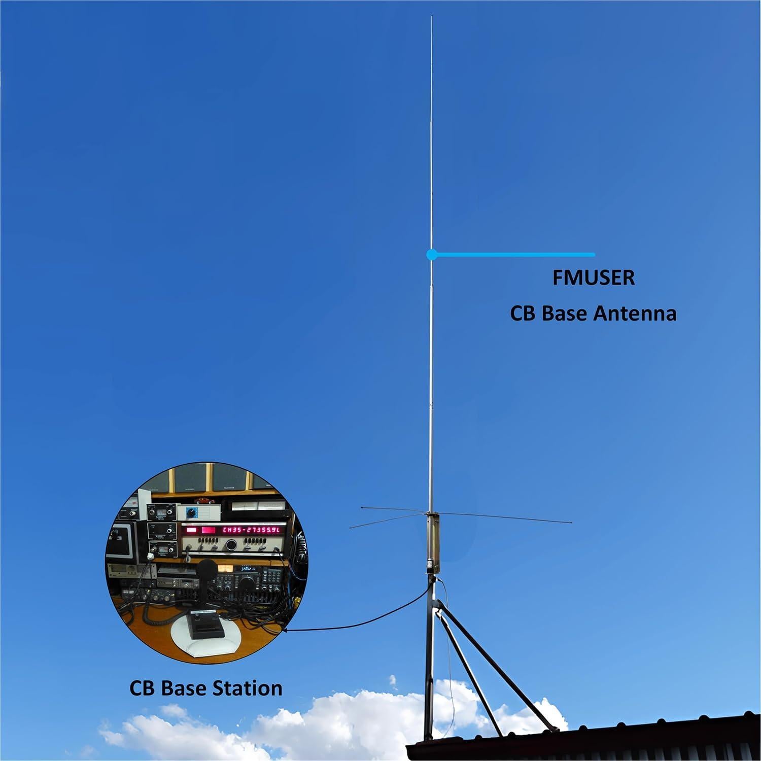 Kit Antena Estación Base CB FMUSER + Cable Coaxial 15m