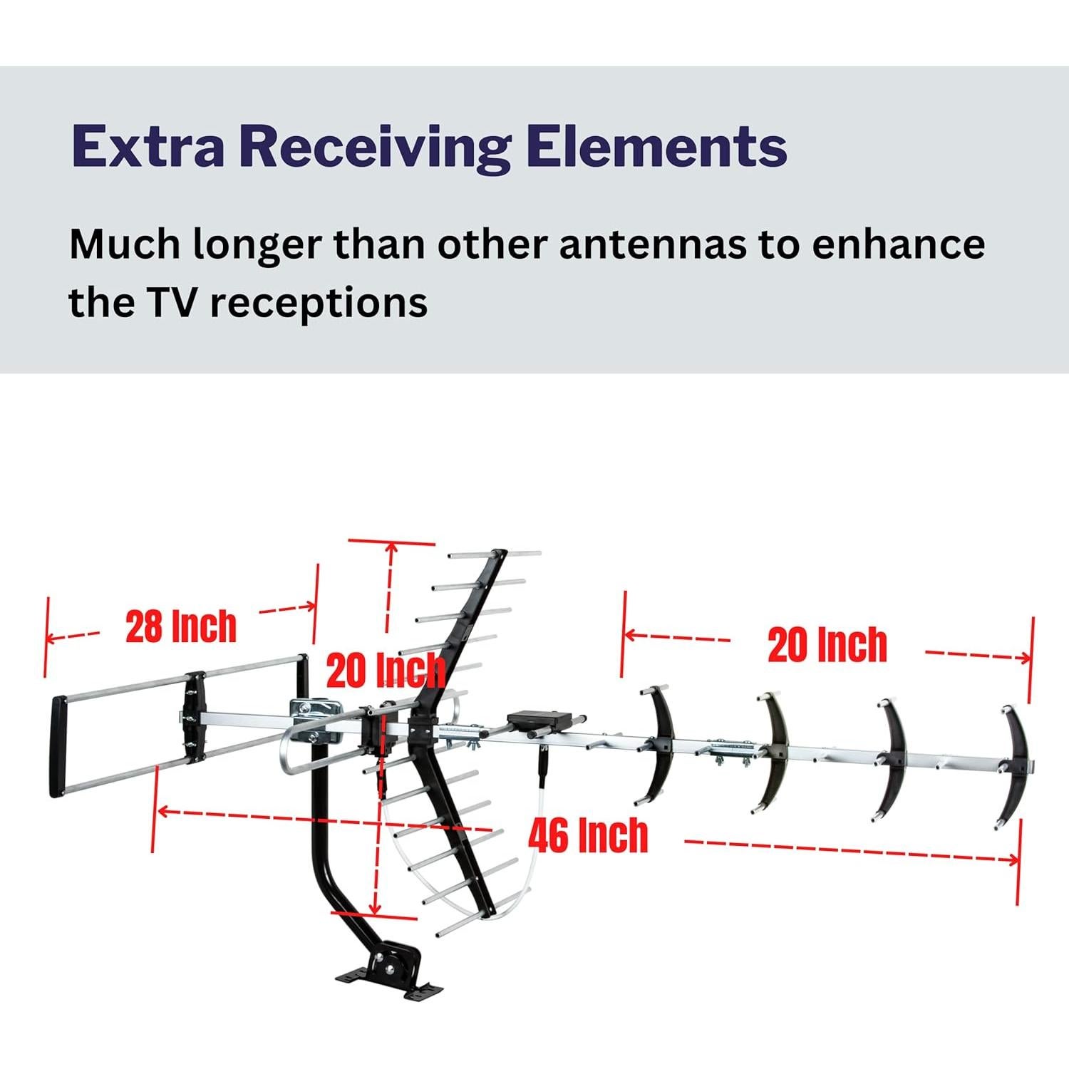 Antena HDTV Exterior Five Star 200 Millas 4K 1080P VHF UHF