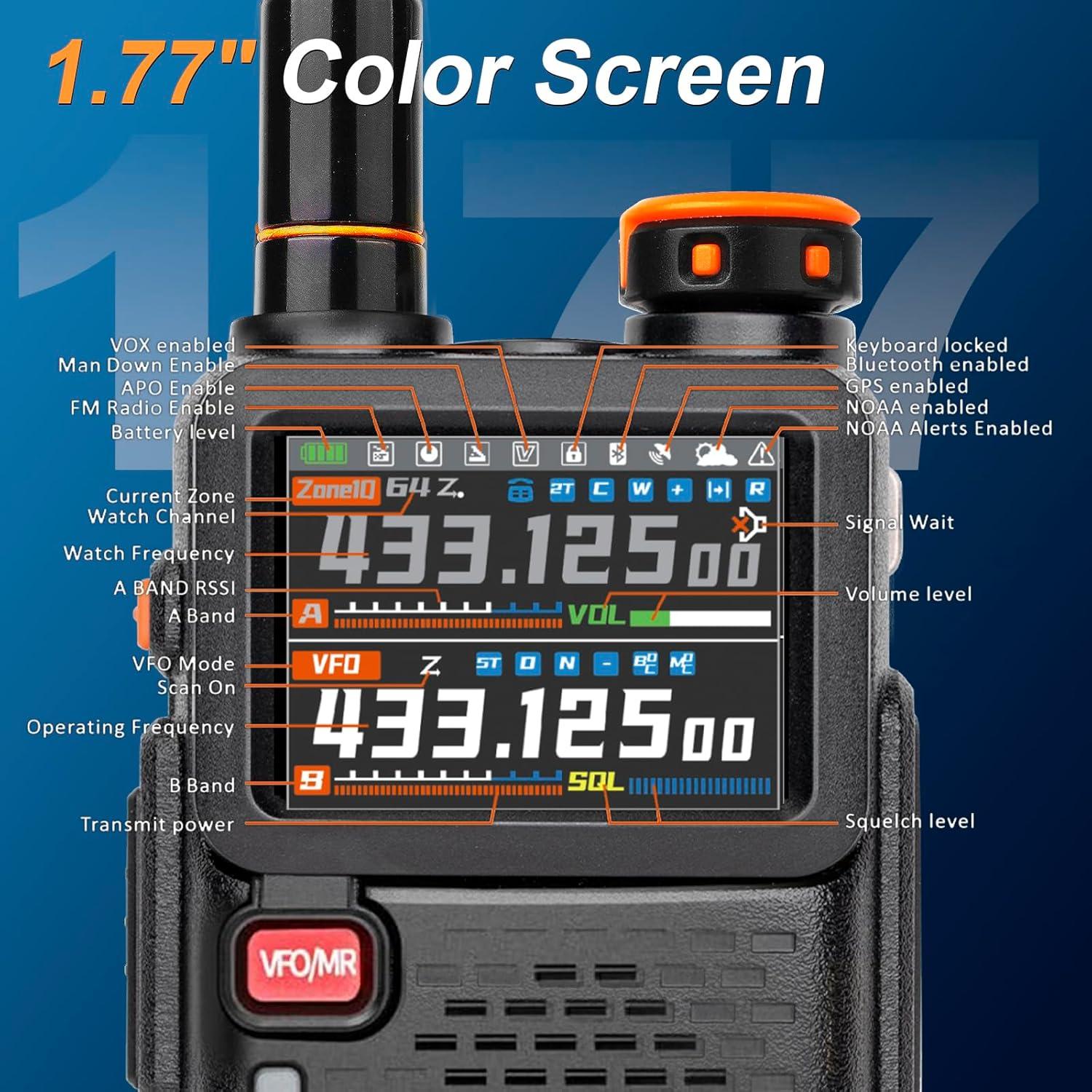 Radio BAOFENG 5RH Pro GPS 10W VHF UHF 8 Bandas Portátil