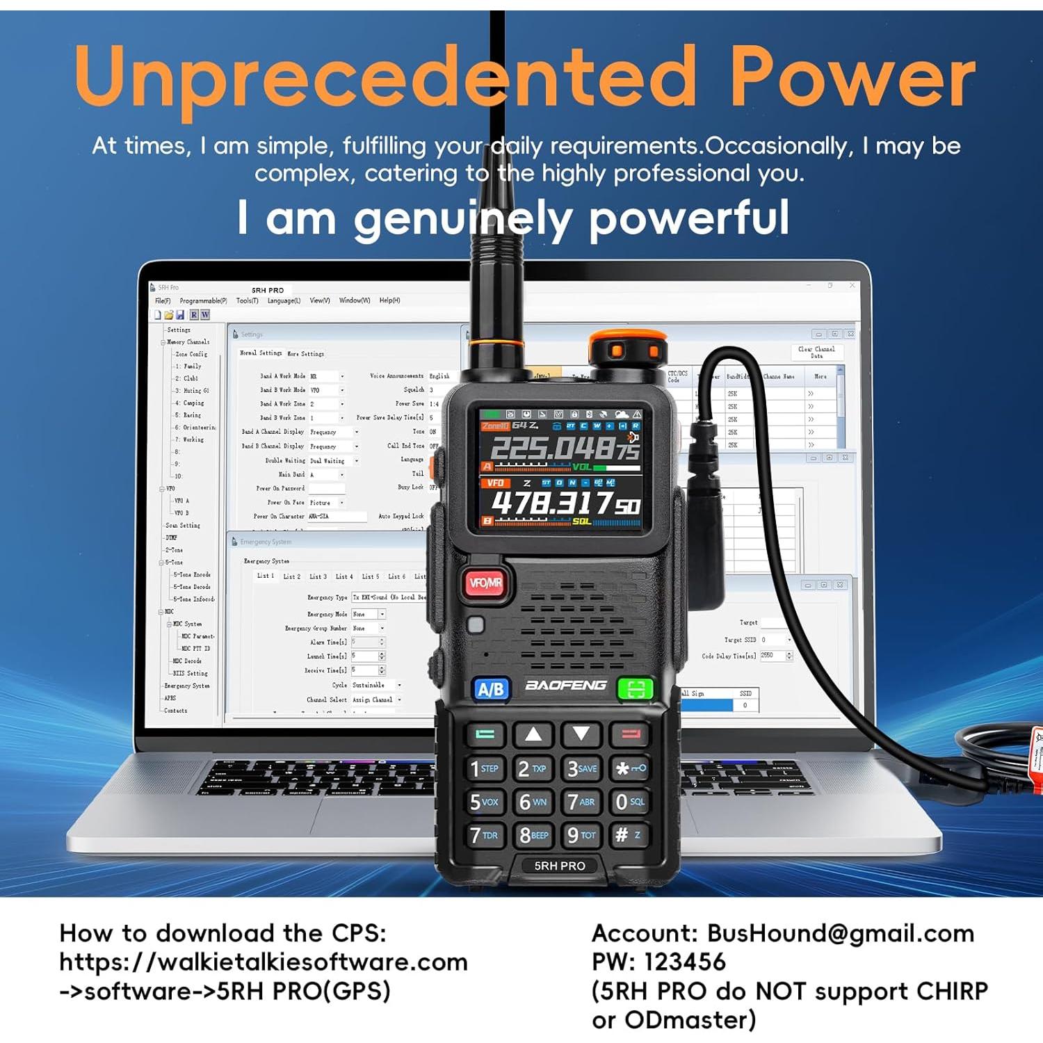 Radio BAOFENG 5RH Pro GPS 10W VHF UHF 8 Bandas Portátil