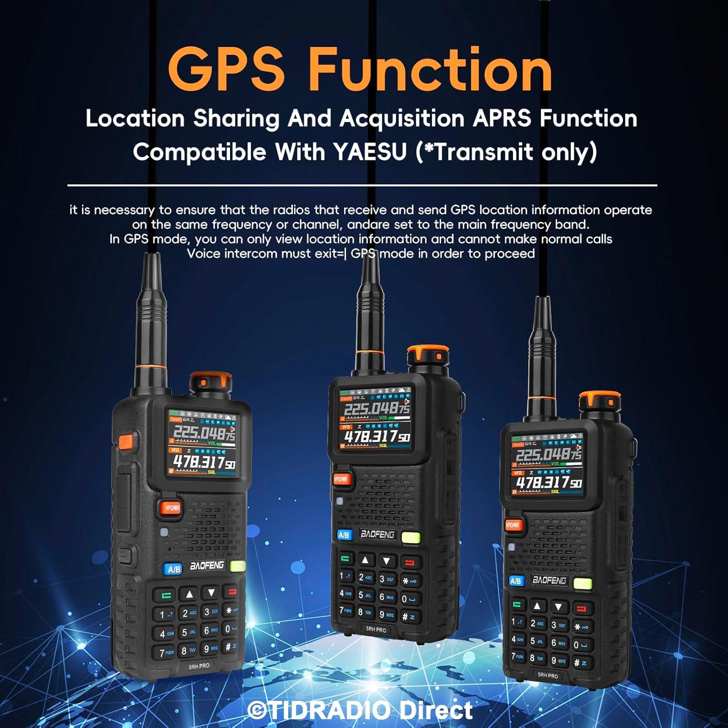 Radio BAOFENG 5RH Pro GPS 10W VHF UHF 8 Bandas Portátil
