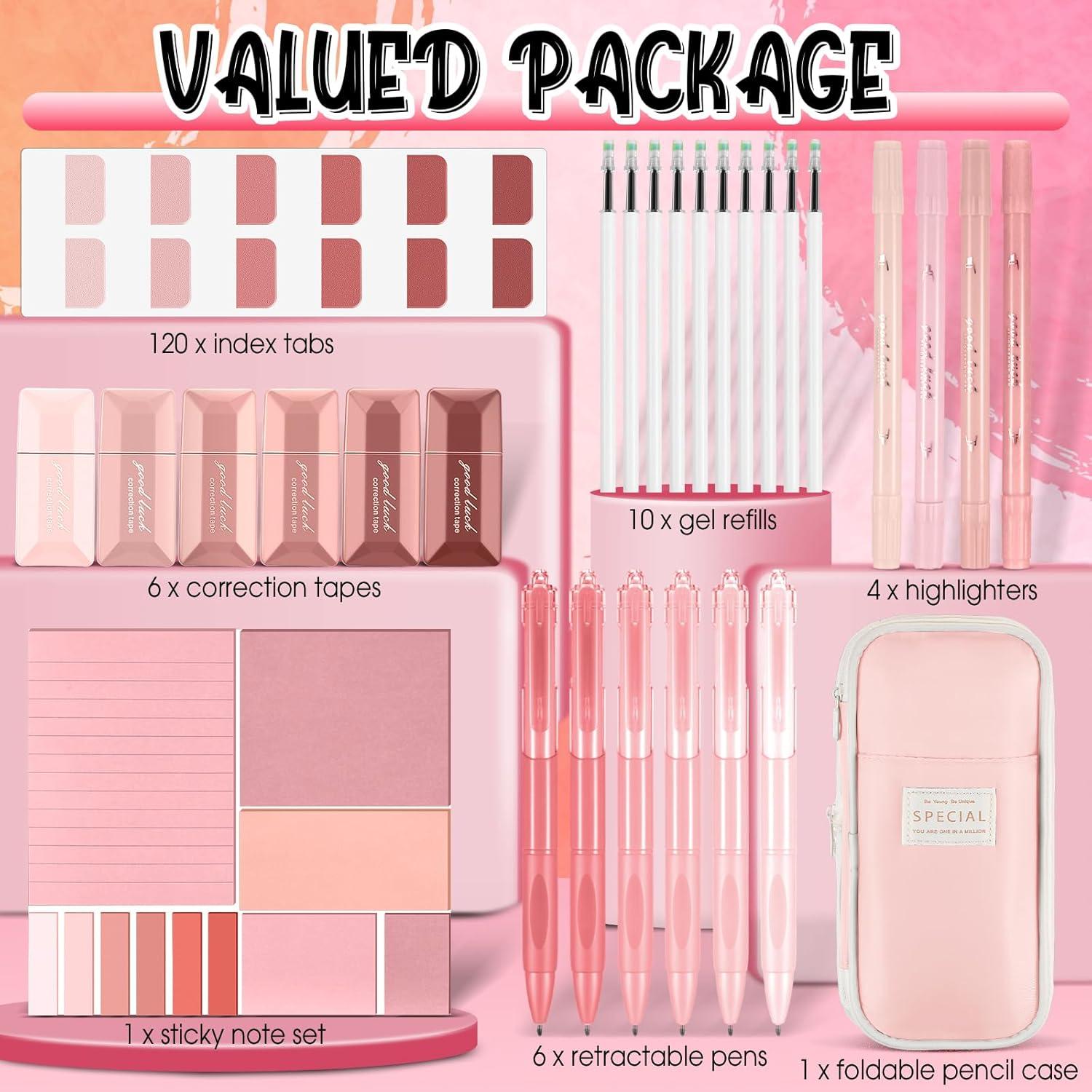 Kit de Papelería Estética Janlaugh 38 Piezas Rosa