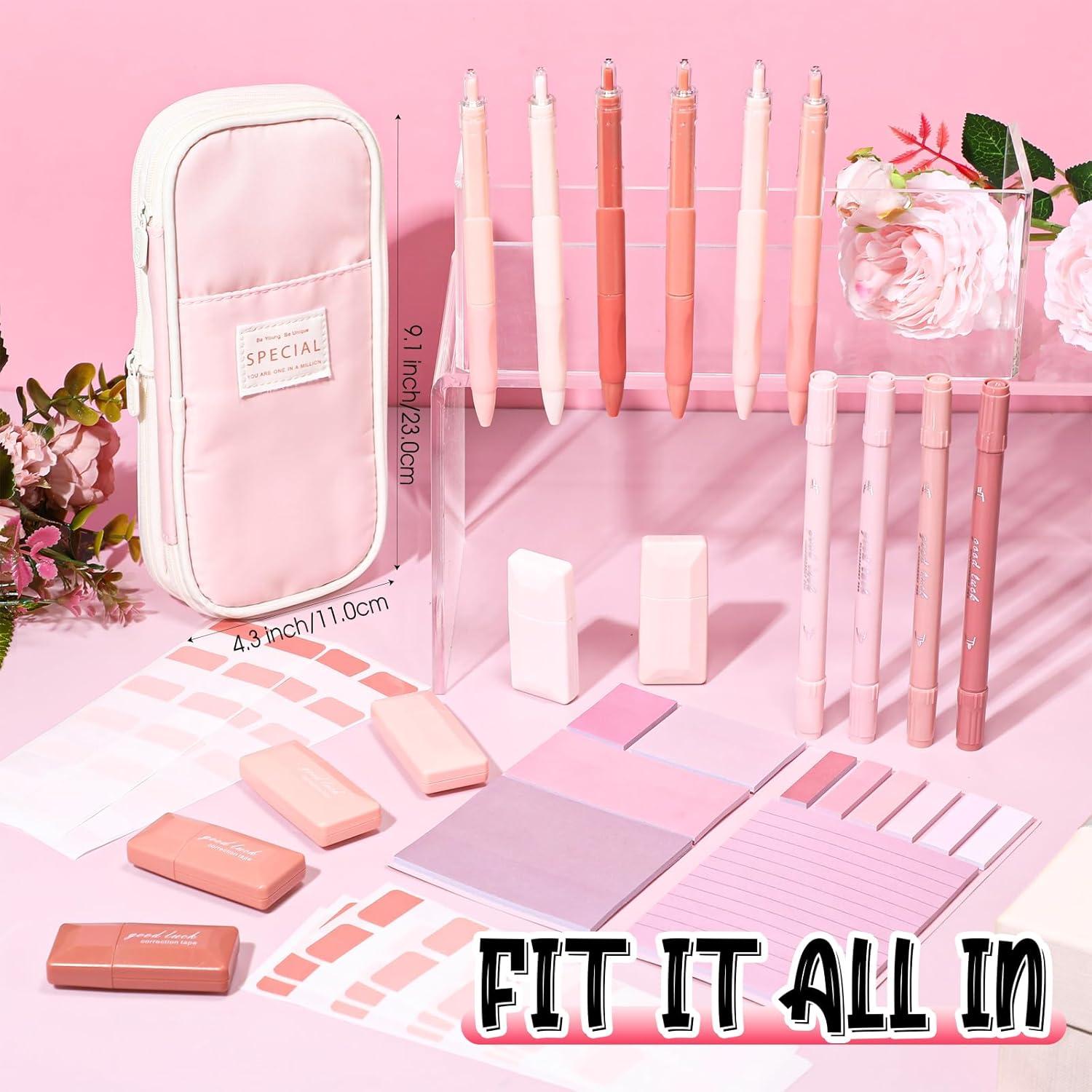 Kit de Papelería Estética Janlaugh 38 Piezas Rosa