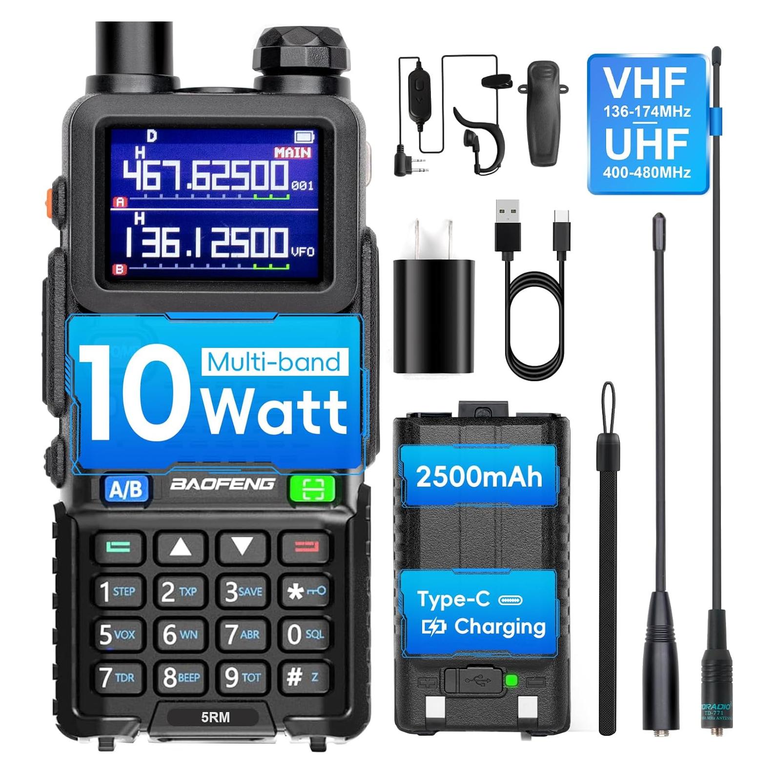 Radio de Ham BAOFENG 5RM 10W VHF/UHF 8 Bandas Portátil
