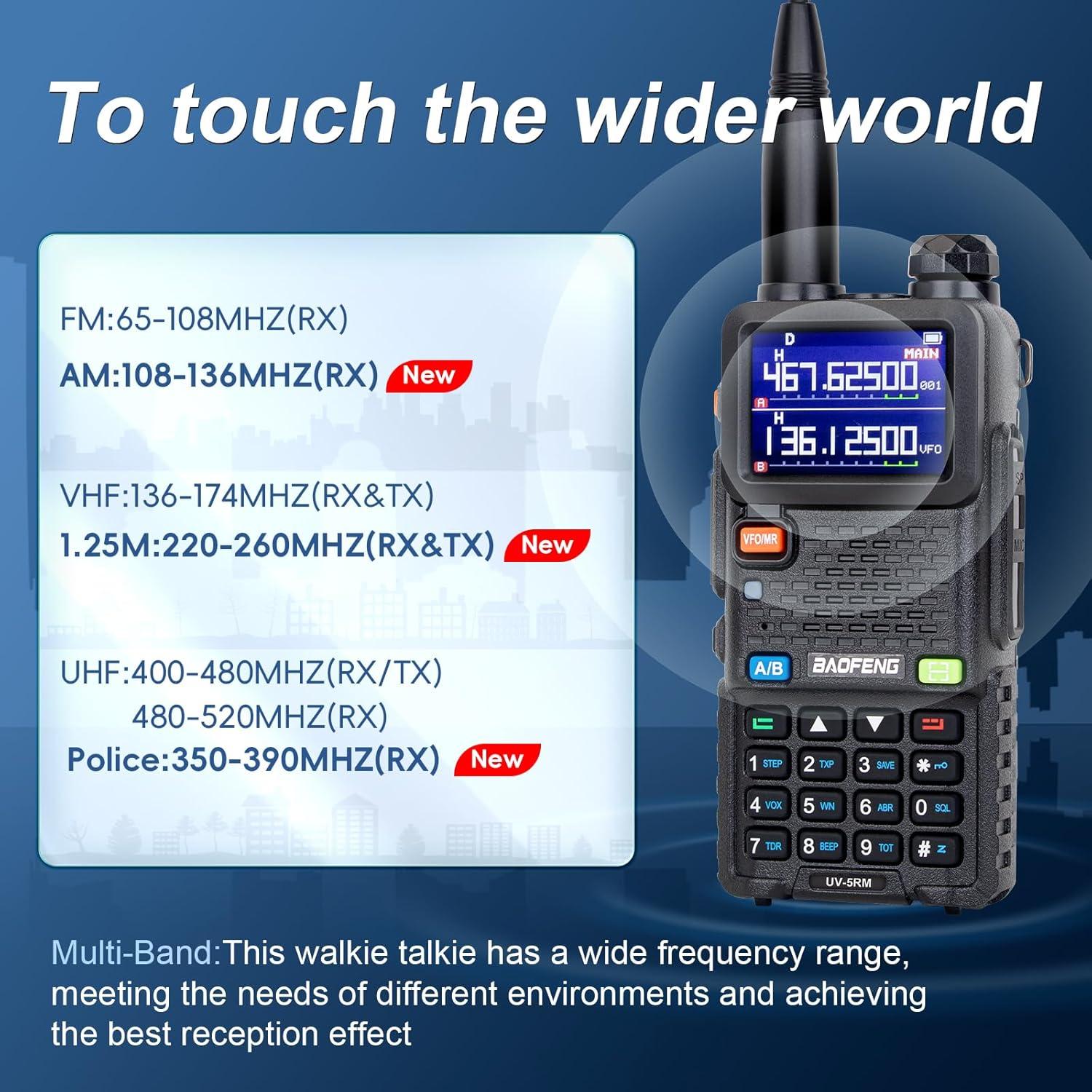 Radio de Ham BAOFENG 5RM 10W VHF/UHF 8 Bandas Portátil