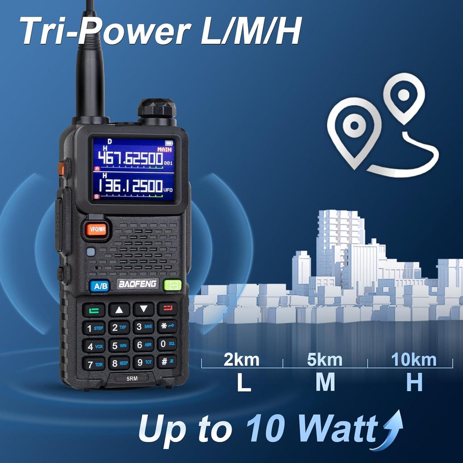 Radio de Ham BAOFENG 5RM 10W VHF/UHF 8 Bandas Portátil