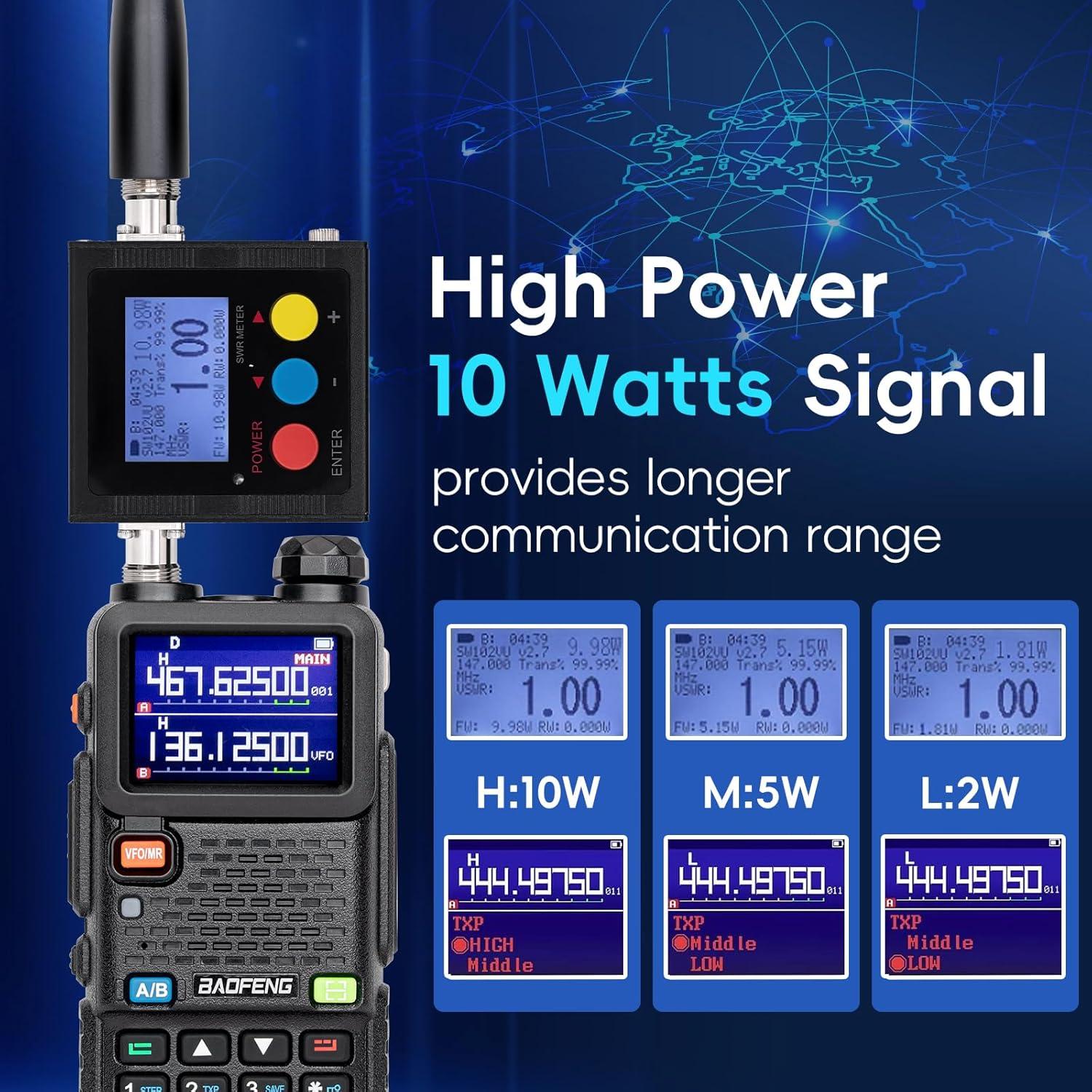 Radio de Ham BAOFENG 5RM 10W VHF/UHF 8 Bandas Portátil