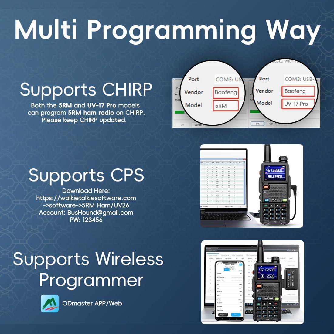 Radio de Ham BAOFENG 5RM 10W VHF/UHF 8 Bandas Portátil