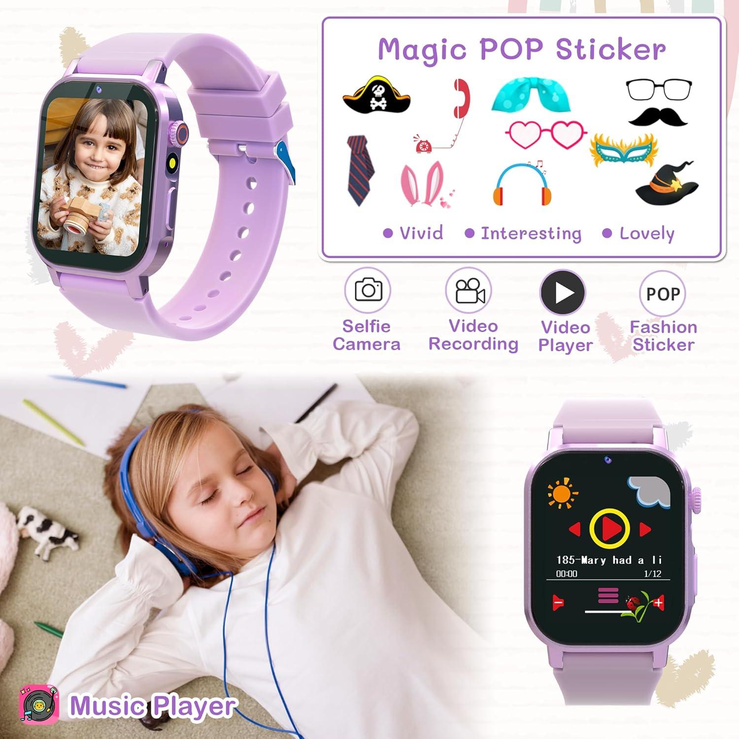 Reloj Inteligente AIWIEP para Niñas 32 Juegos HD Púrpura