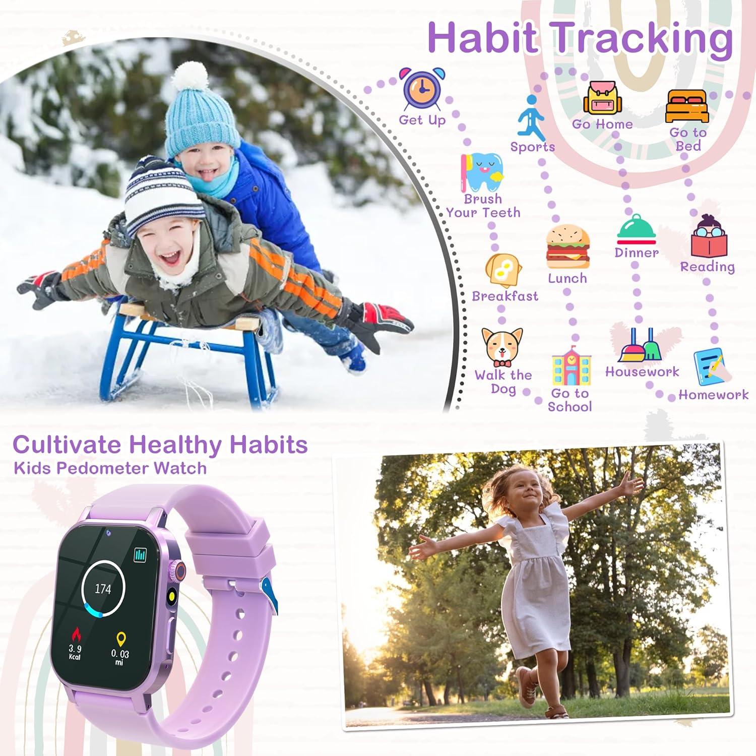 Reloj Inteligente AIWIEP para Niñas 32 Juegos HD Púrpura