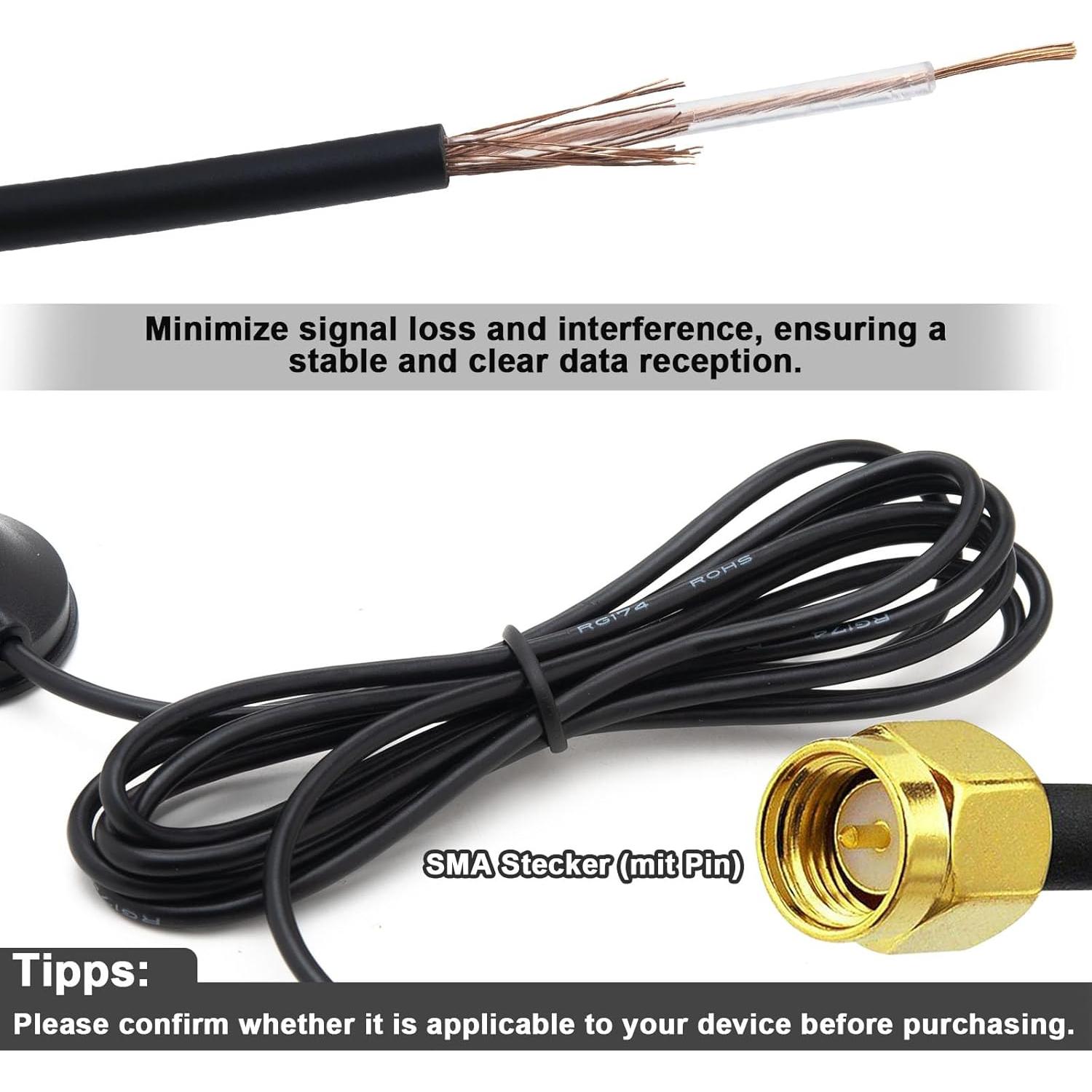 Antena 6dBi Kaunosta 1090MHz SMA Macho 1.5M Base Magnética