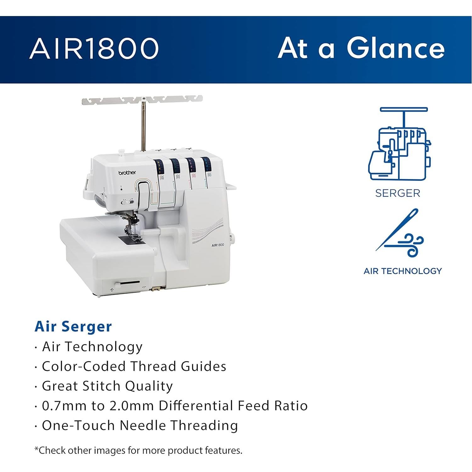 Overlock Brother AIR1800 con Hilo de Aire y LED 2/3/4 Hilos