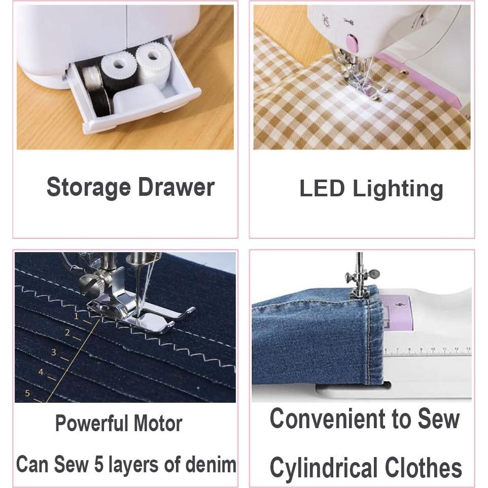 Máquina de Coser Eléctrica Dechow 505A para Principiantes, 12 Puntadas