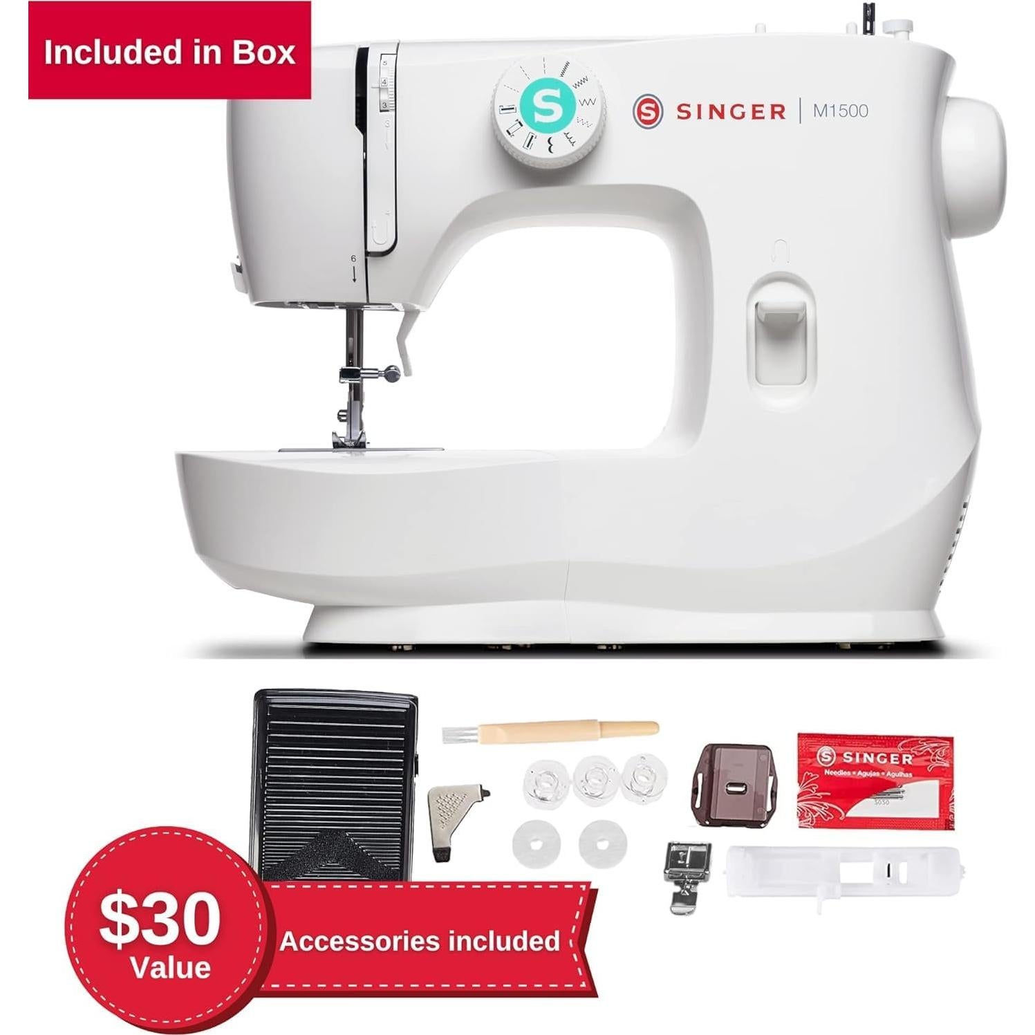 Máquina de Coser Portátil SINGER M1500 - 57 Puntadas, Luz LED