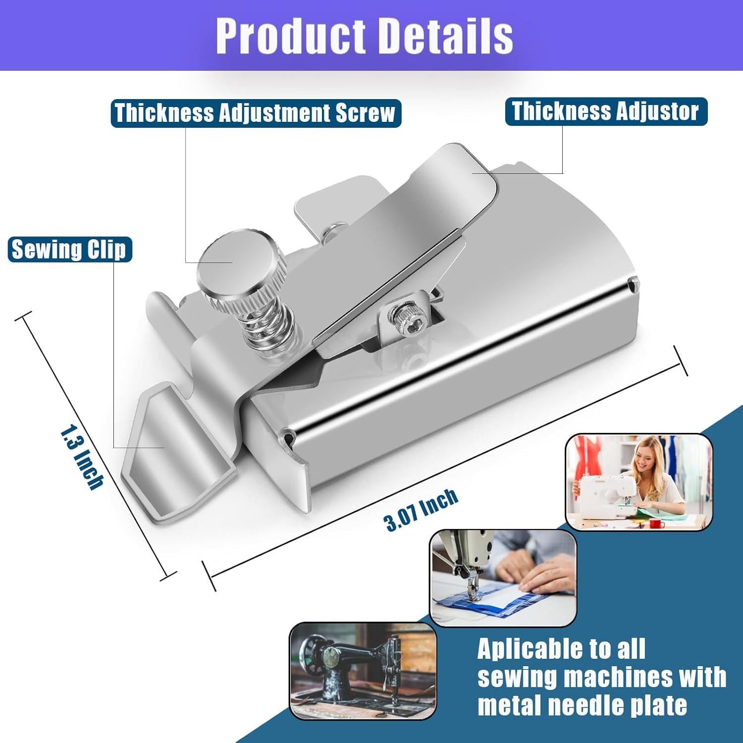 Upgraded Magnetic Seam Guide for Sewing Machine, Magnetic Sewing Guide with Clip, Hemmer Guide, Multifunctional Hem Guide, Universal Sewing Machine Attachments, Sewing Supplies Accessories